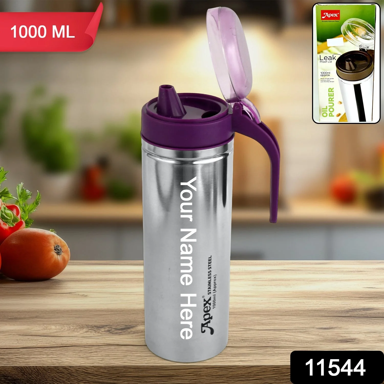 Customize Apex 1000ml Approx. Stainless Steel Oil Pourer (1 Pc) - Image 2