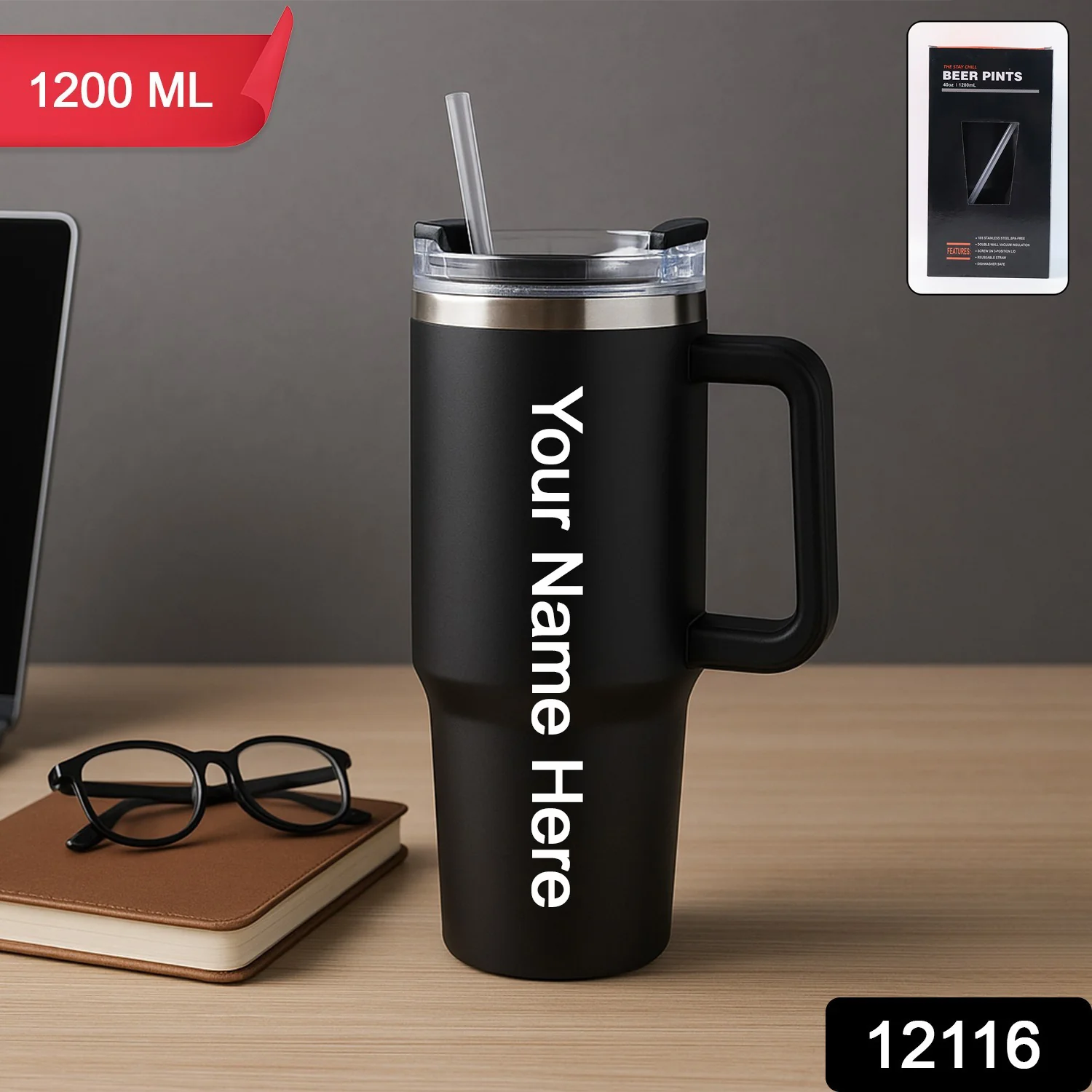 Customized Premium 1200 ML Stainless Steel Insulated Travel Mug Tumbler 1 Pc - Image 2
