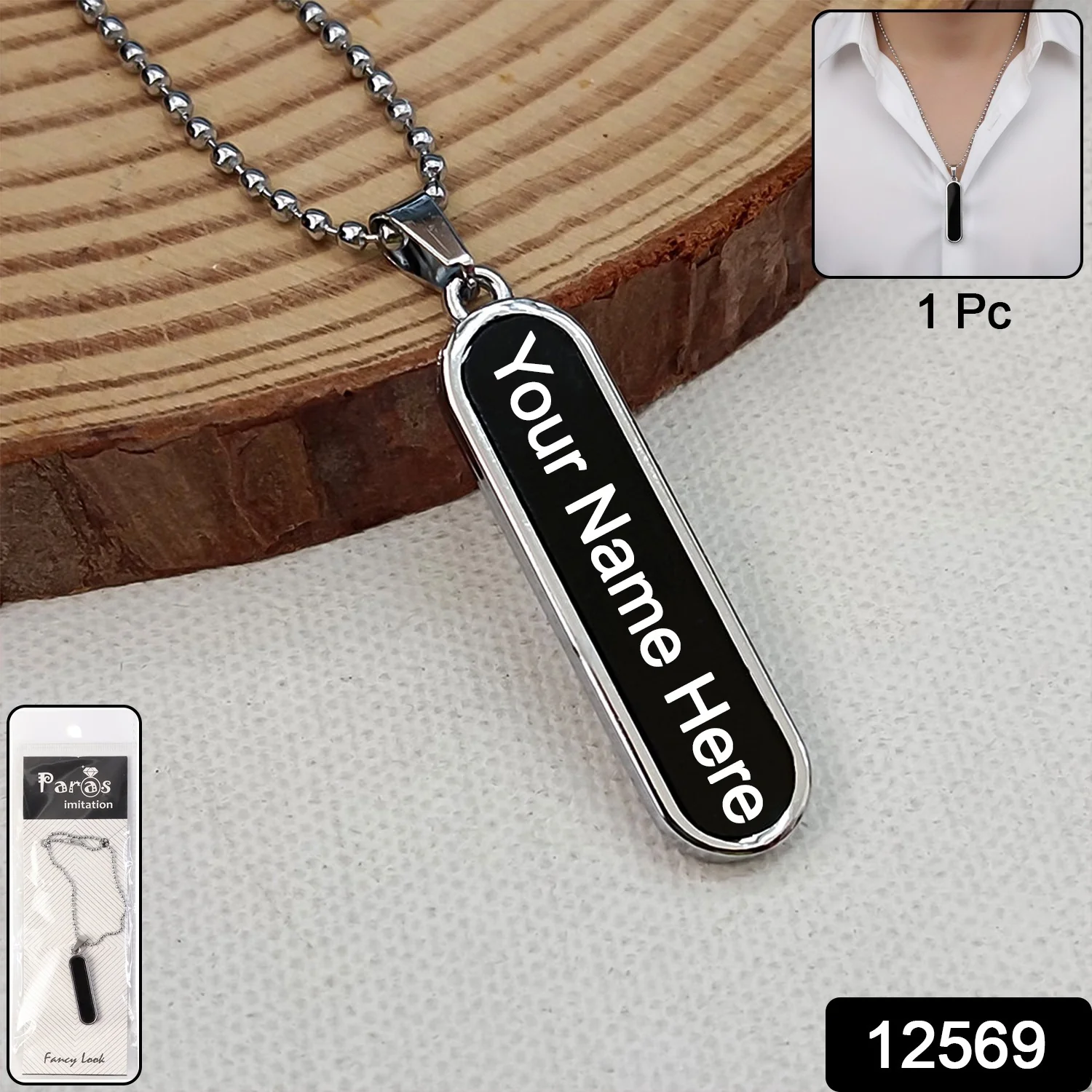 Customize Minimalist Bar Pendant Necklace with Chain (1 Pc) - Image 2