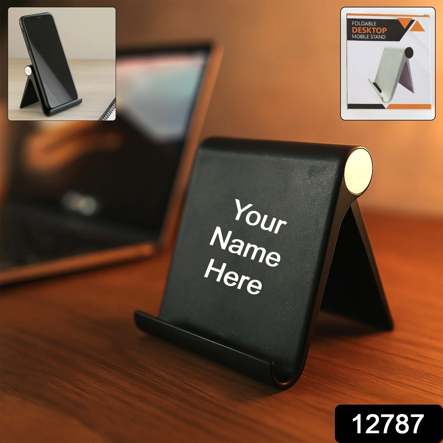Custom Plastic Foldable Desktop Mobile Stand (1 Pc / Black) - Image 2