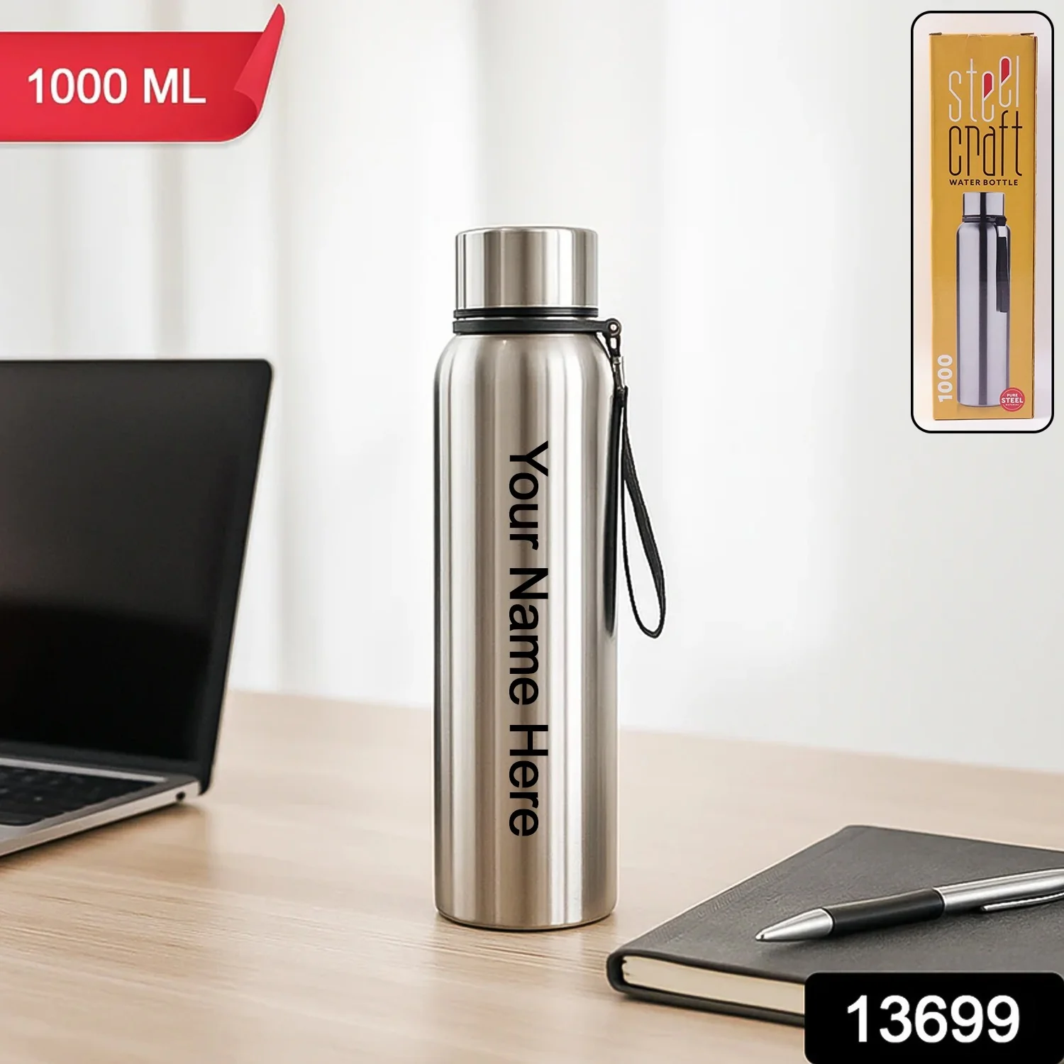 Customize Stainless Steel Drink Water Bottle (1000 ML) - Image 2