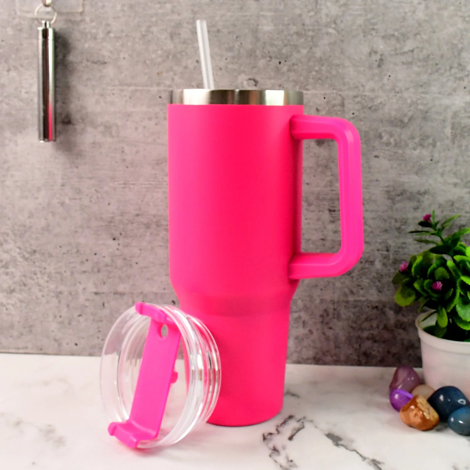 Customize,Personalized Pink Large Insulated Travel Mug, Tumbler (1200ML - 1 Pc) - Image 6