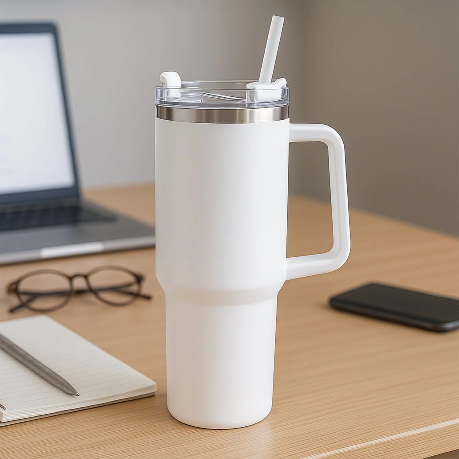 Customize / personalized White Large Insulated Travel Mug, Tumbler (1200ML - 1 Pc) - Image 7