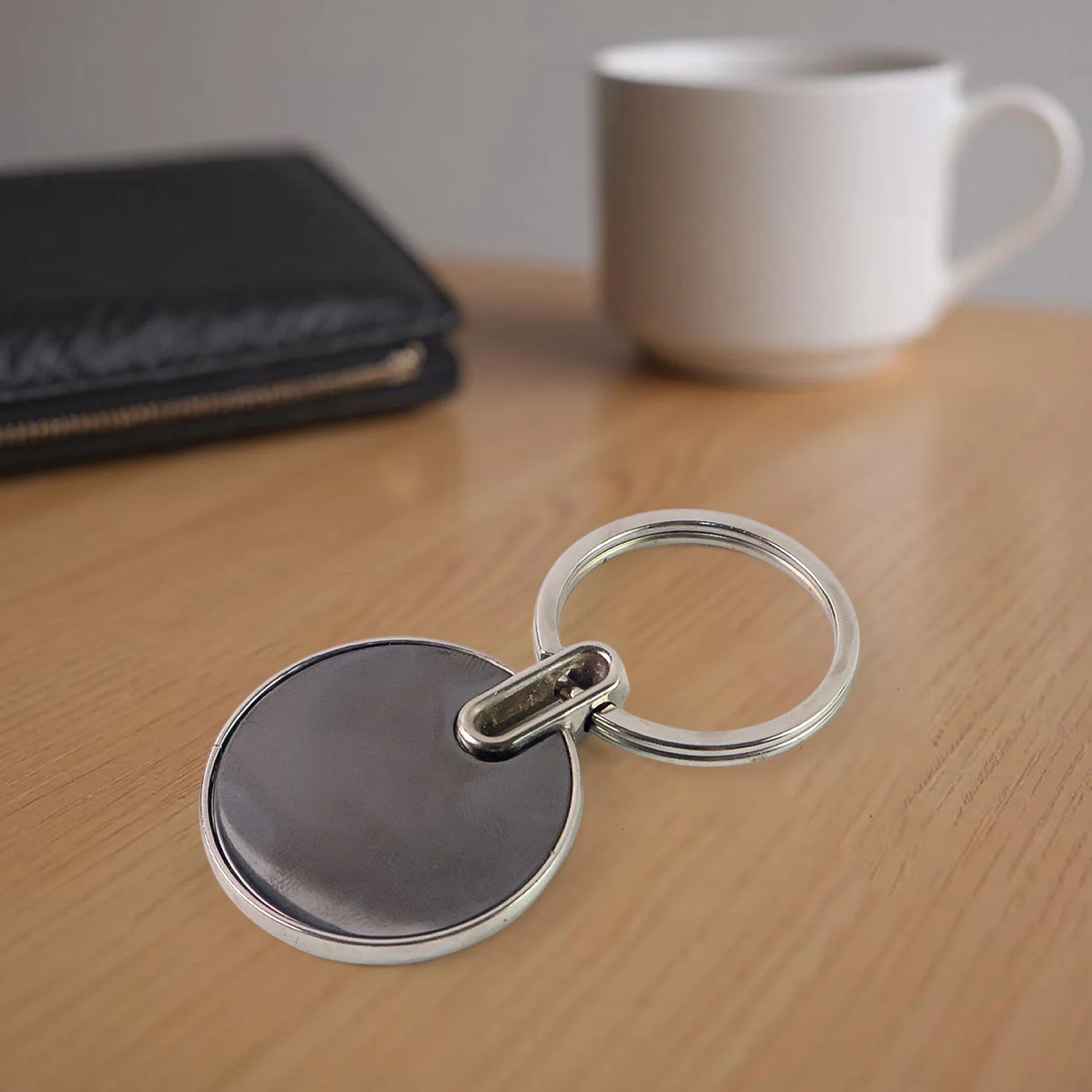 Customized / Personalized Sleek Black Round Metal Keychain (1 Pc) - Image 7
