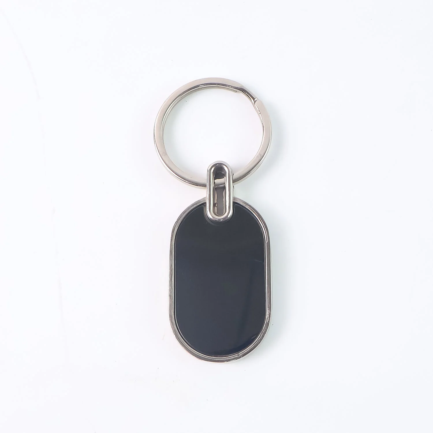 Customized / Personalized Elegant Black & Silver Oval Metal Keychain (1 Pc) - Image 5