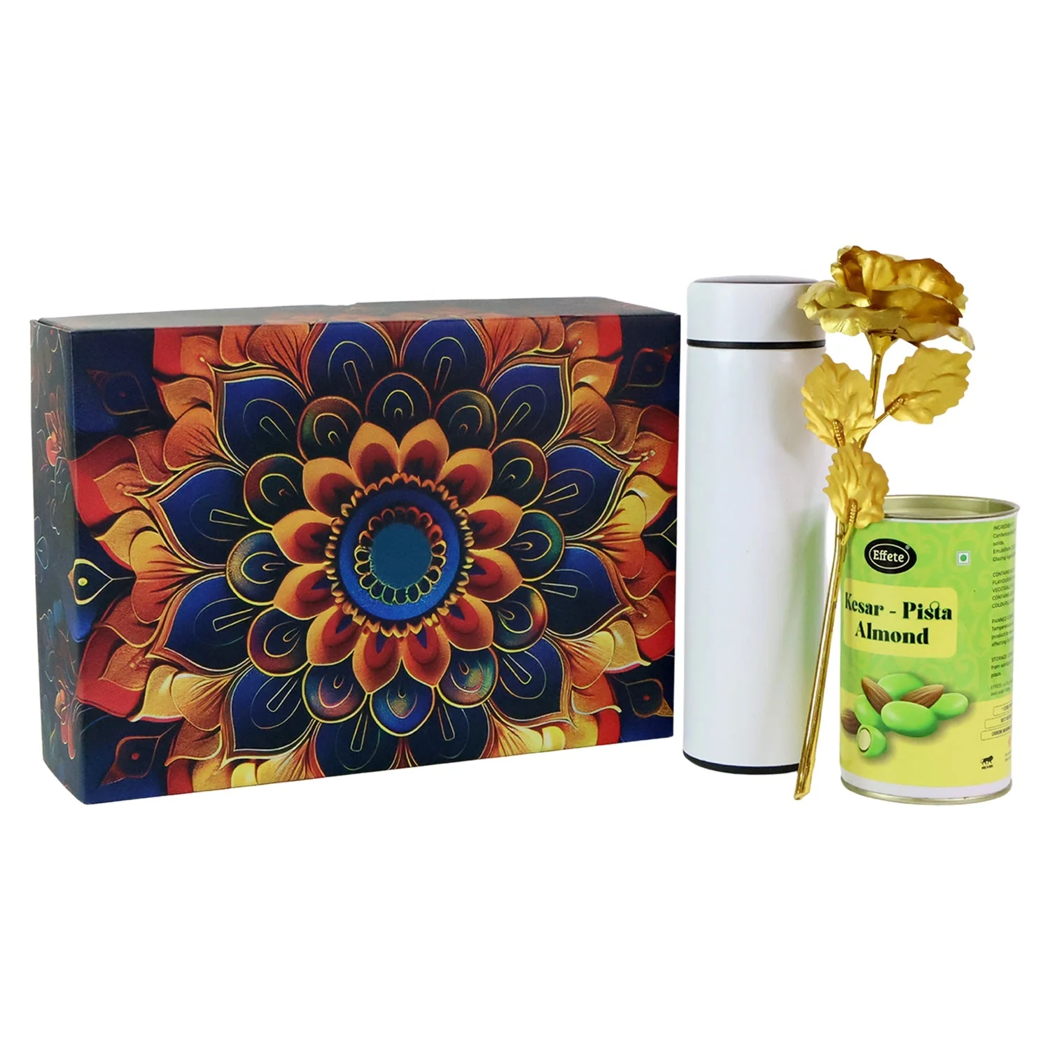 Personalized Temperature Water Bottle Effete Kesar Pista Almonds Golden Rose 3 Pc - Image 5