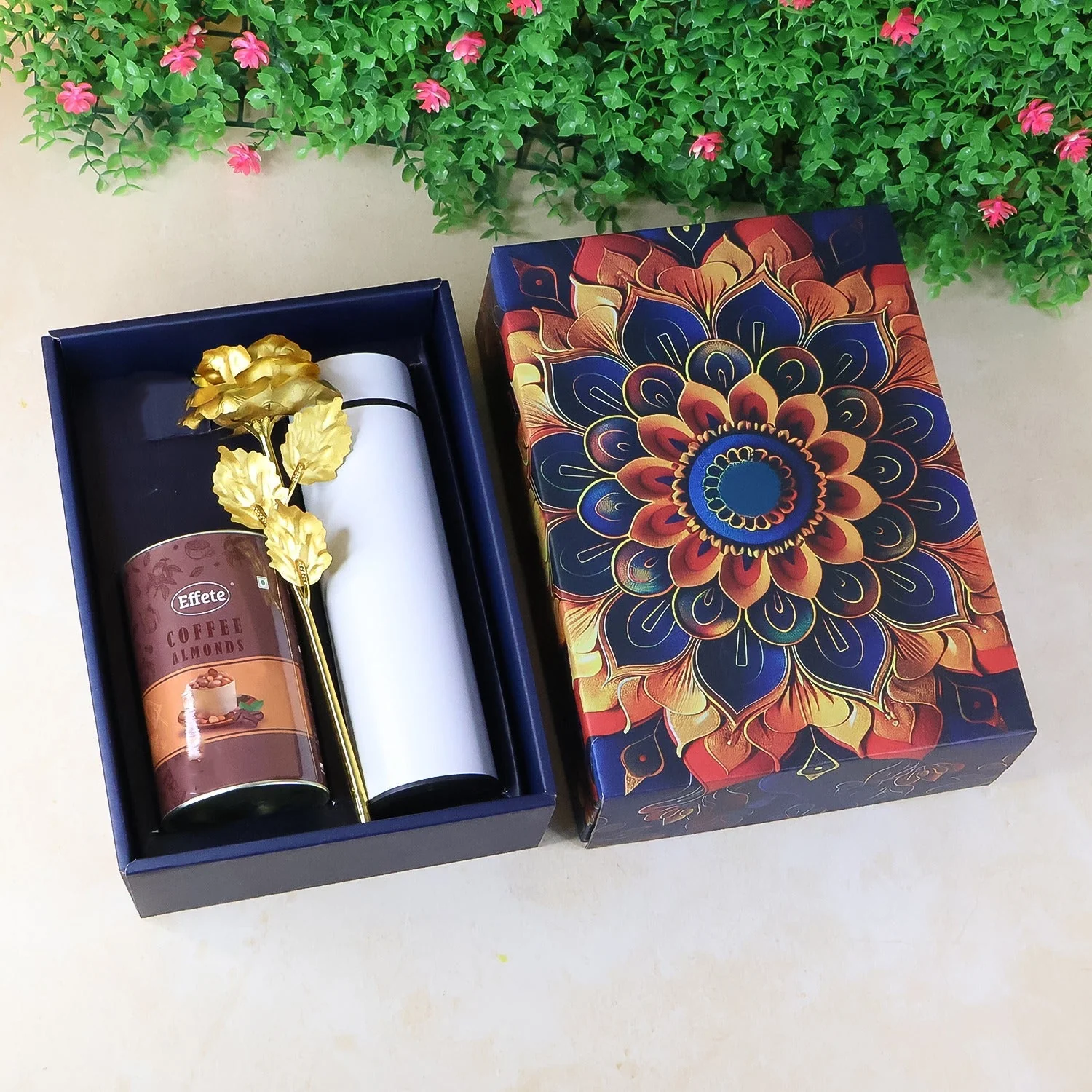 Personalized Temperature Bottle Effete Almonds with Golden Rose Bottle 3 Pc Mix - Image 2