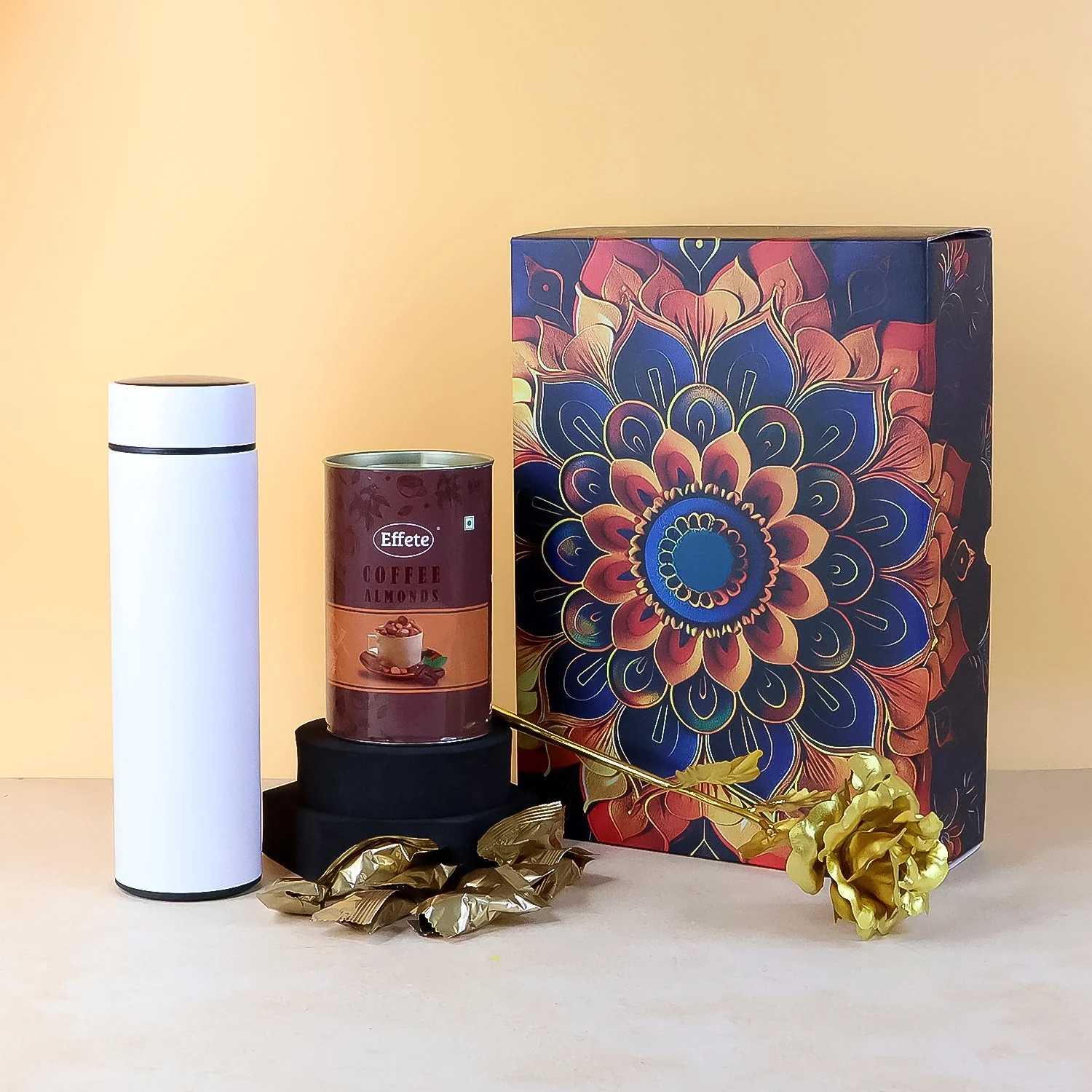 Personalized Temperature Bottle Effete Almonds with Golden Rose Bottle 3 Pc Mix - Image 4