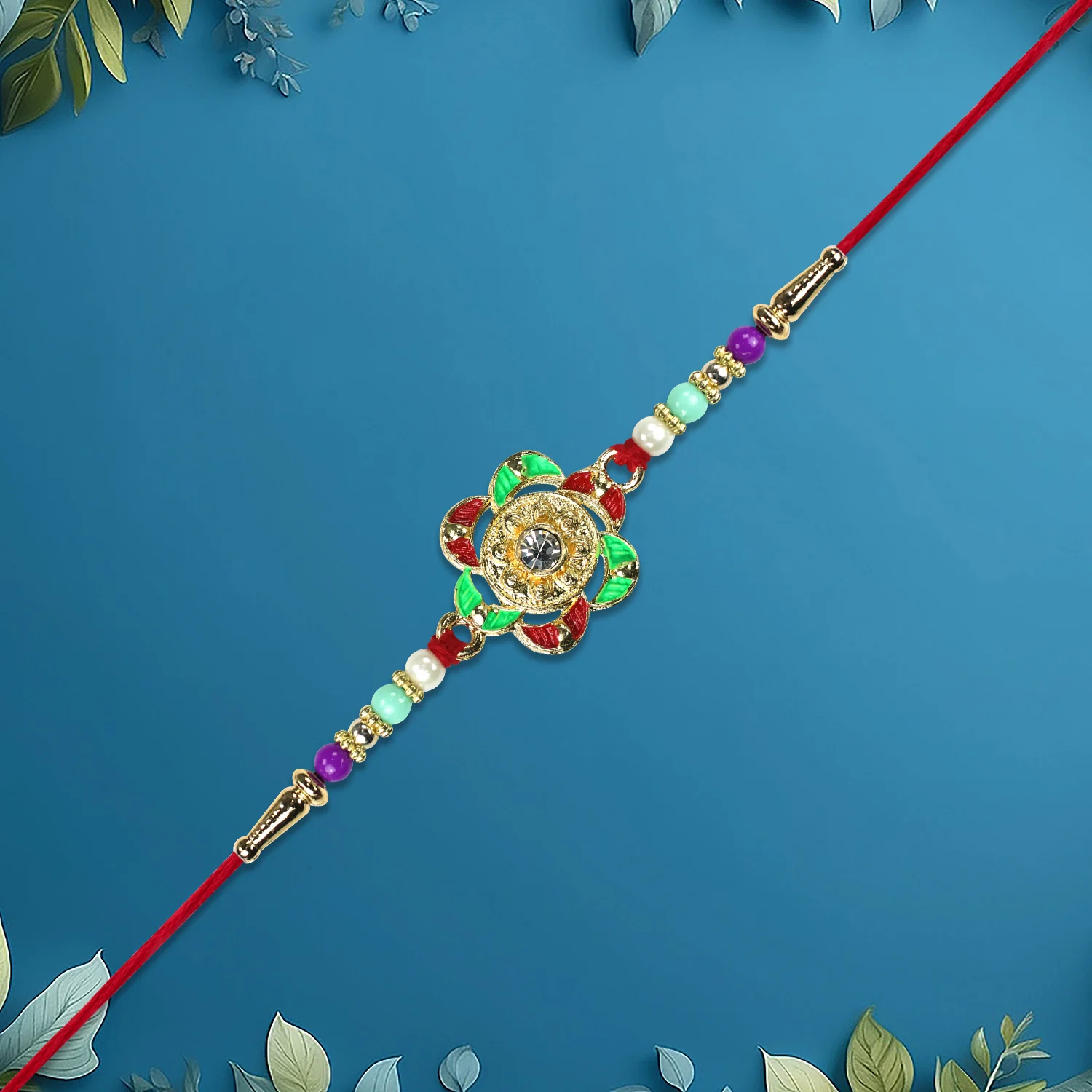 Gold-Plated Floral Rakhi - Image 3