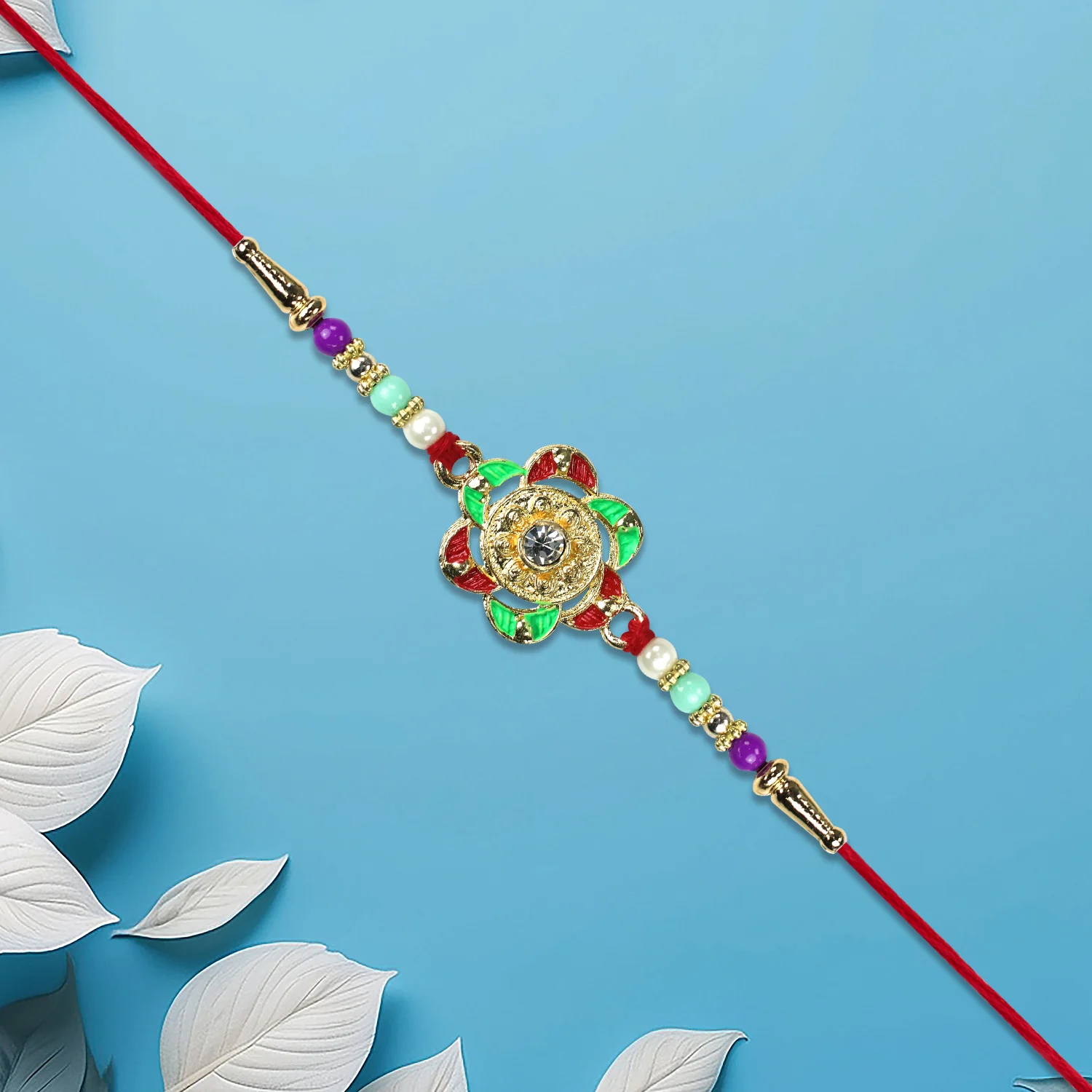 Gold-Plated Floral Rakhi - Image 4