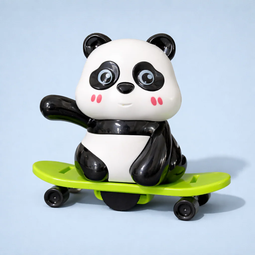 Wind-Up Panda Skateboard Toy for Kids with Moving Wheels - Image 2
