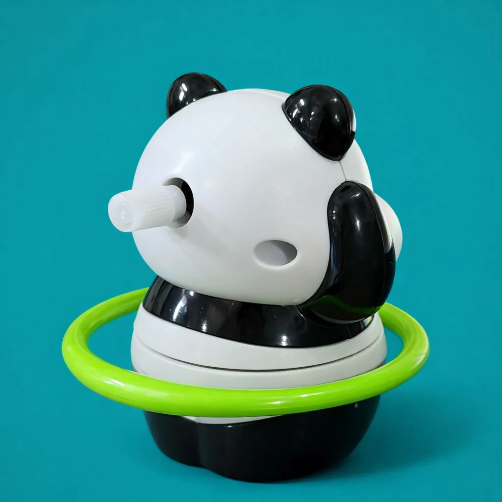 Wind-Up Rotating Panda Toy with Spinning Ring for Kids - Image 2