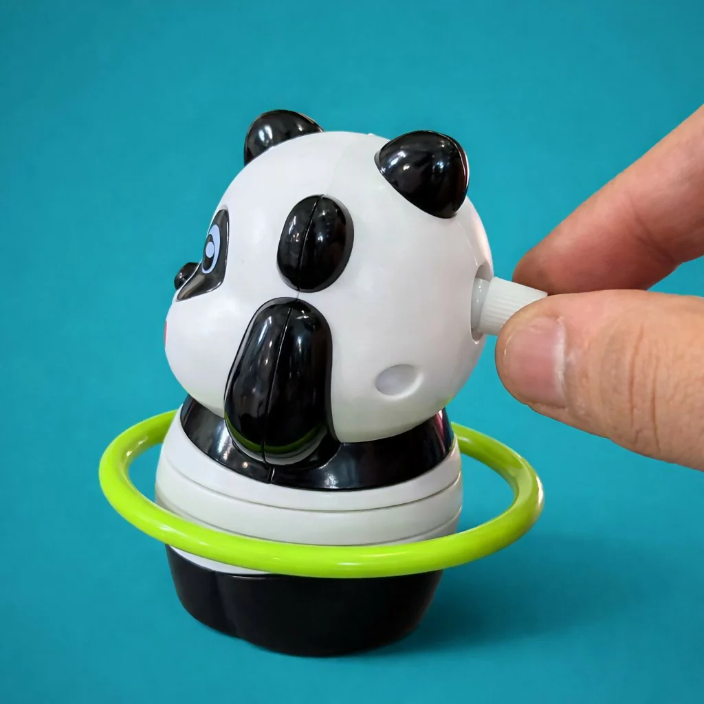 Wind-Up Rotating Panda Toy with Spinning Ring for Kids - Image 3