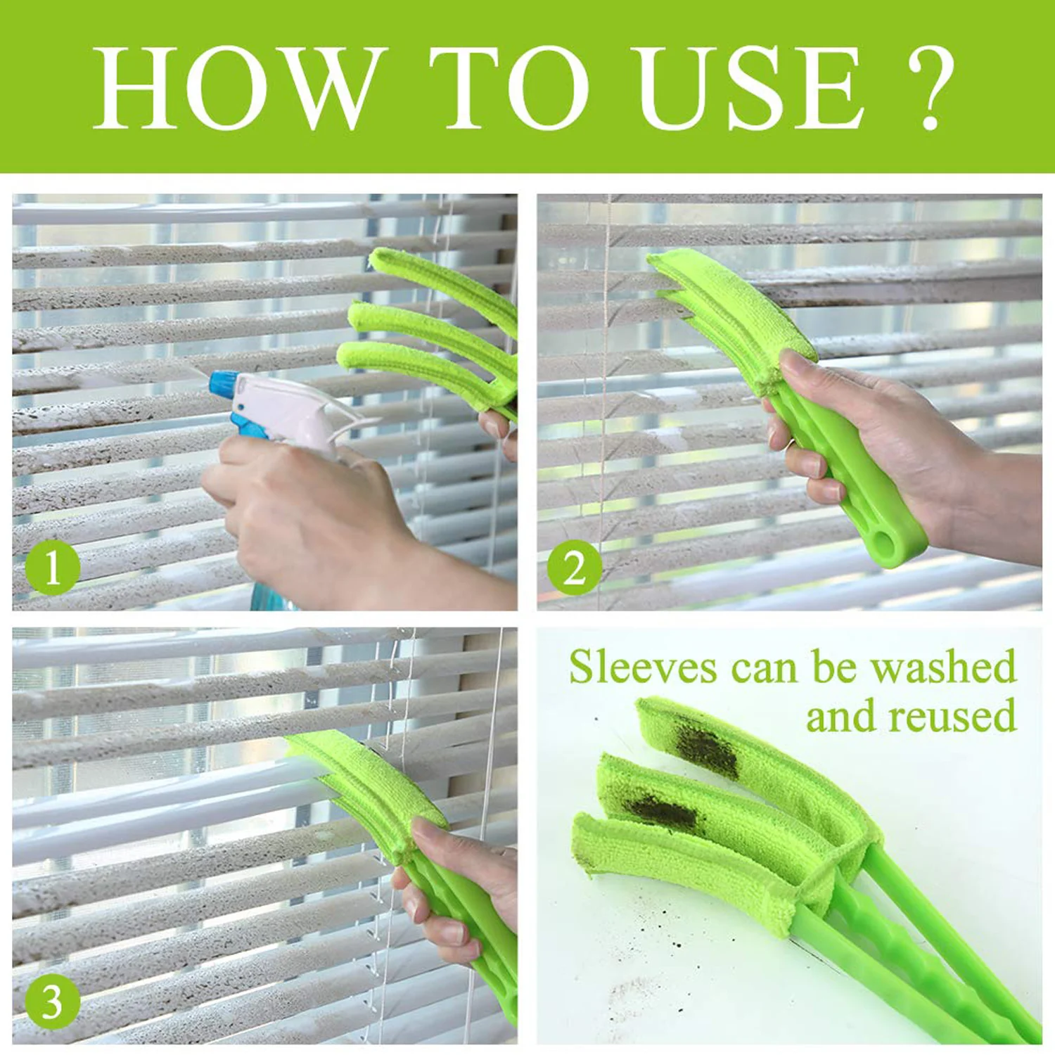 Window Blind Cleaner Brush Microfiber Sleeves – Dusting Tool for Shutters & AC (1 Pc) - Image 4