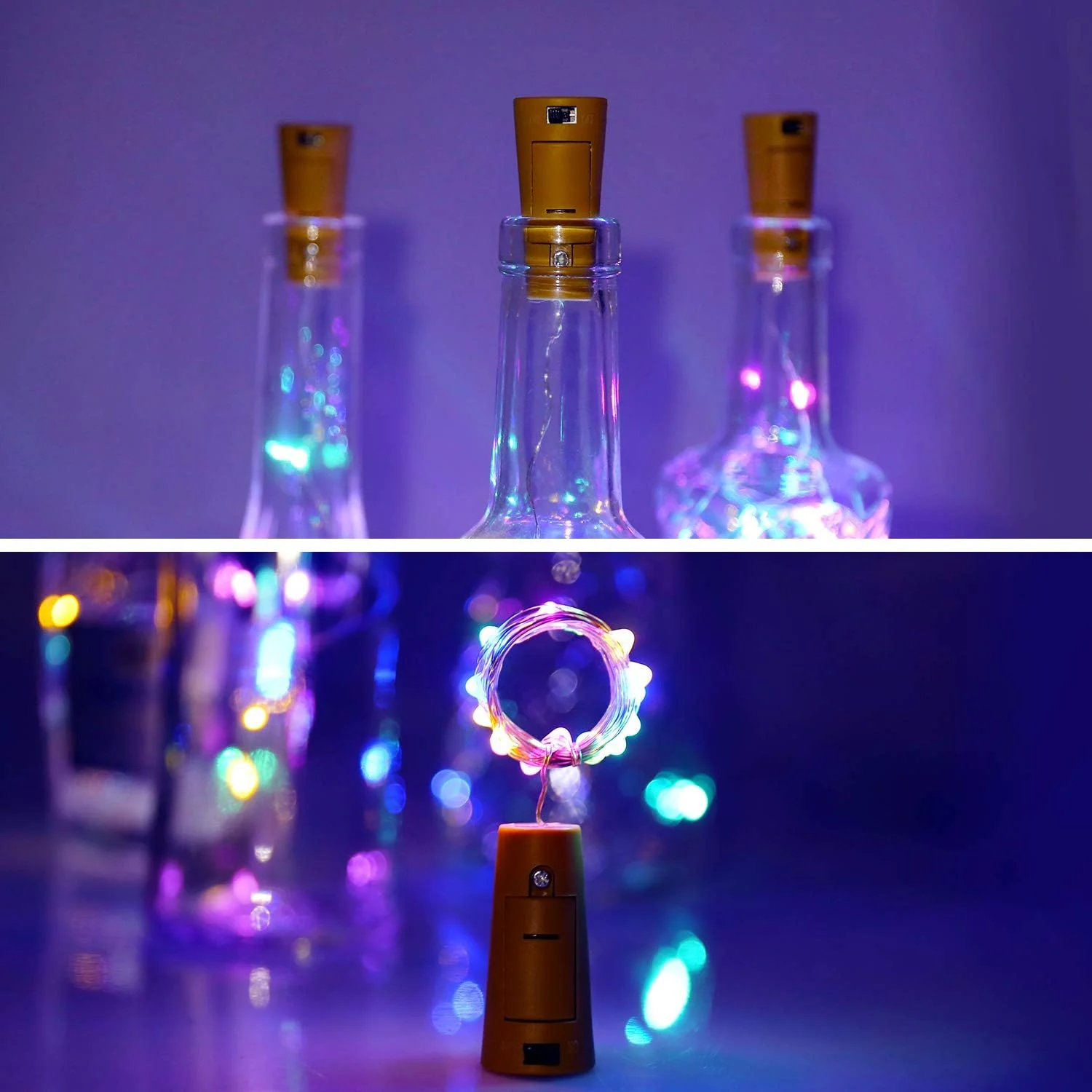 Wine Bottle Cork LED String Light, 2M Cable Multicolor, Battery Operated (1 Pc) - Image 3