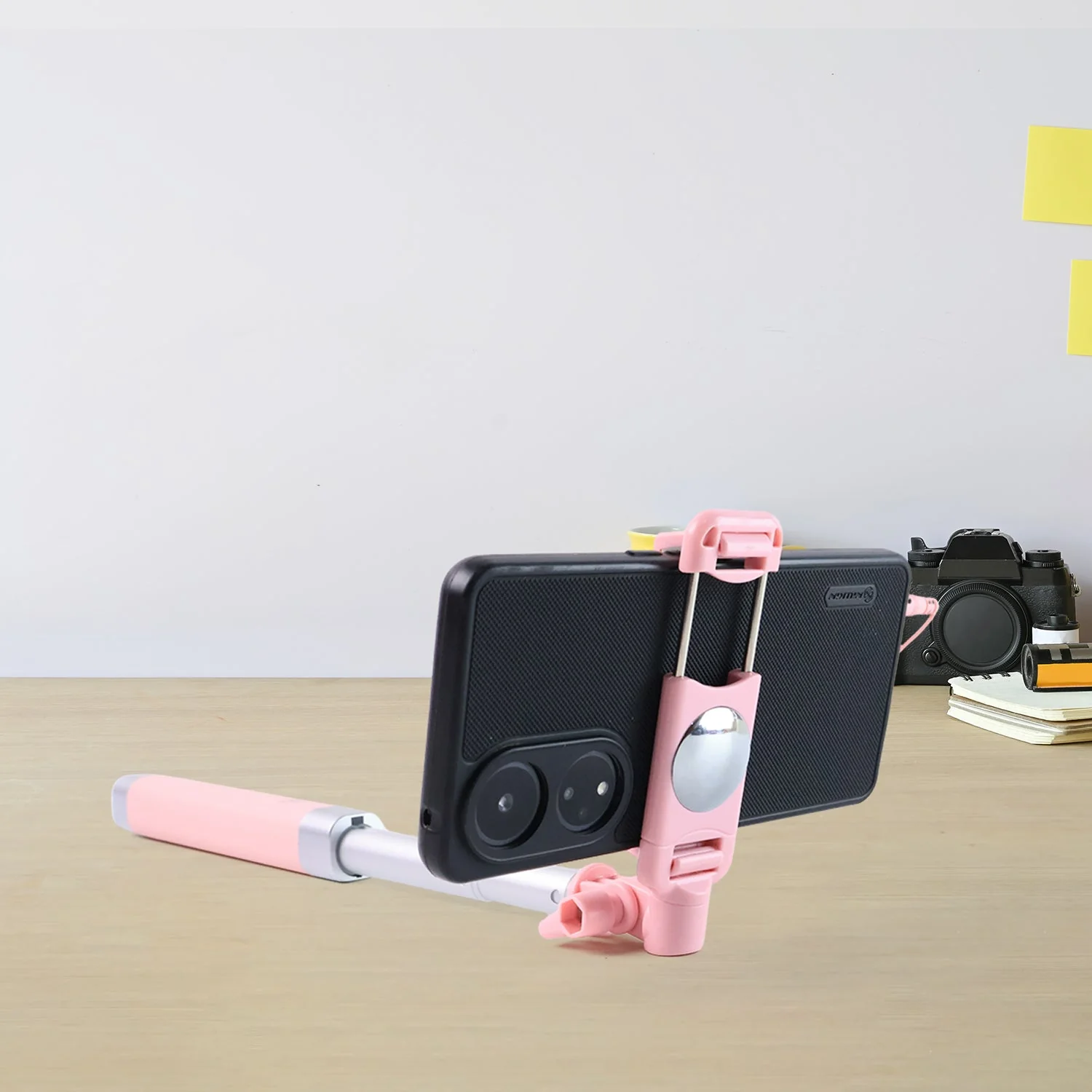 Wired Selfie Stick with Rearview Mirror & Built-In Shutter Button (1 Pc) - Image 8