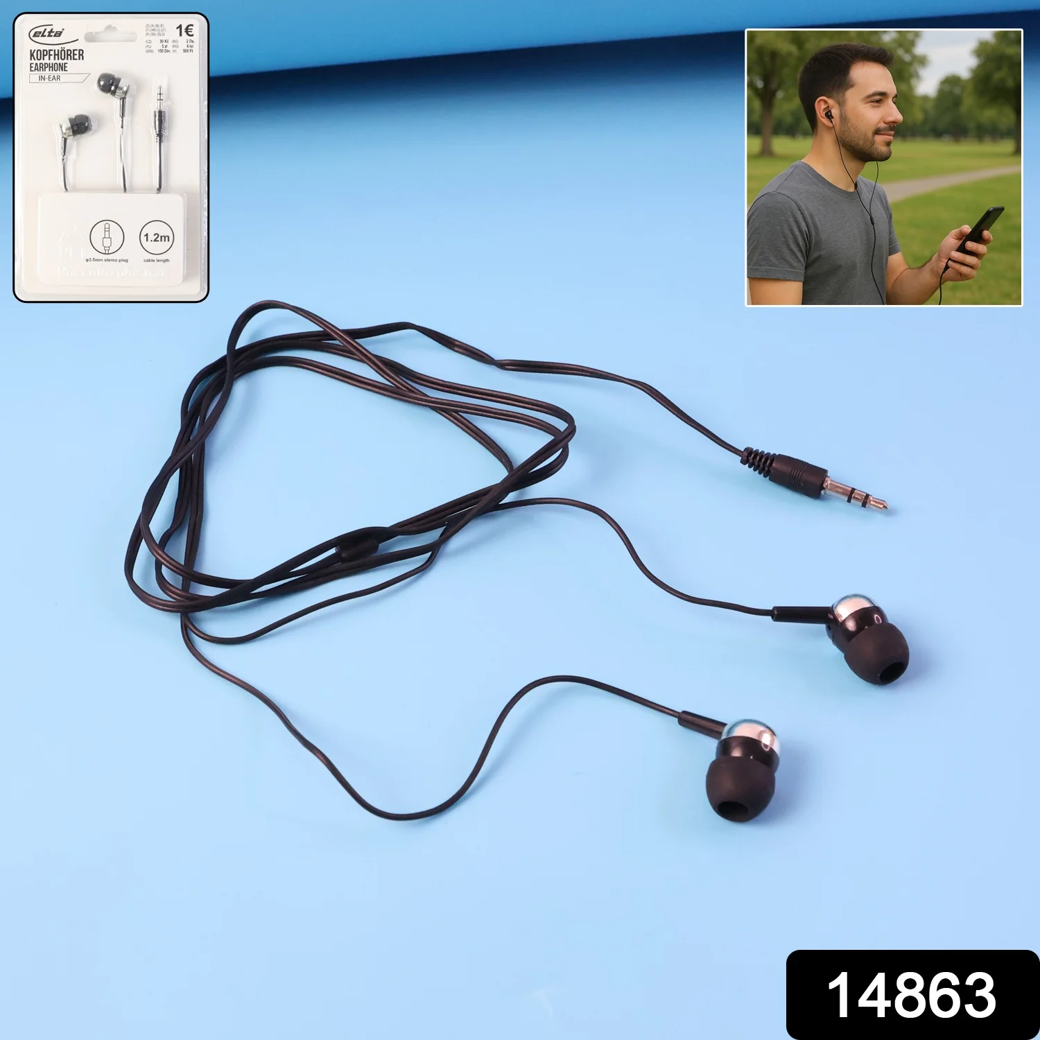 Wired Stereo Earphones with 3.5mm Jack (1 Pc / 1.2m Cable) - Image 2