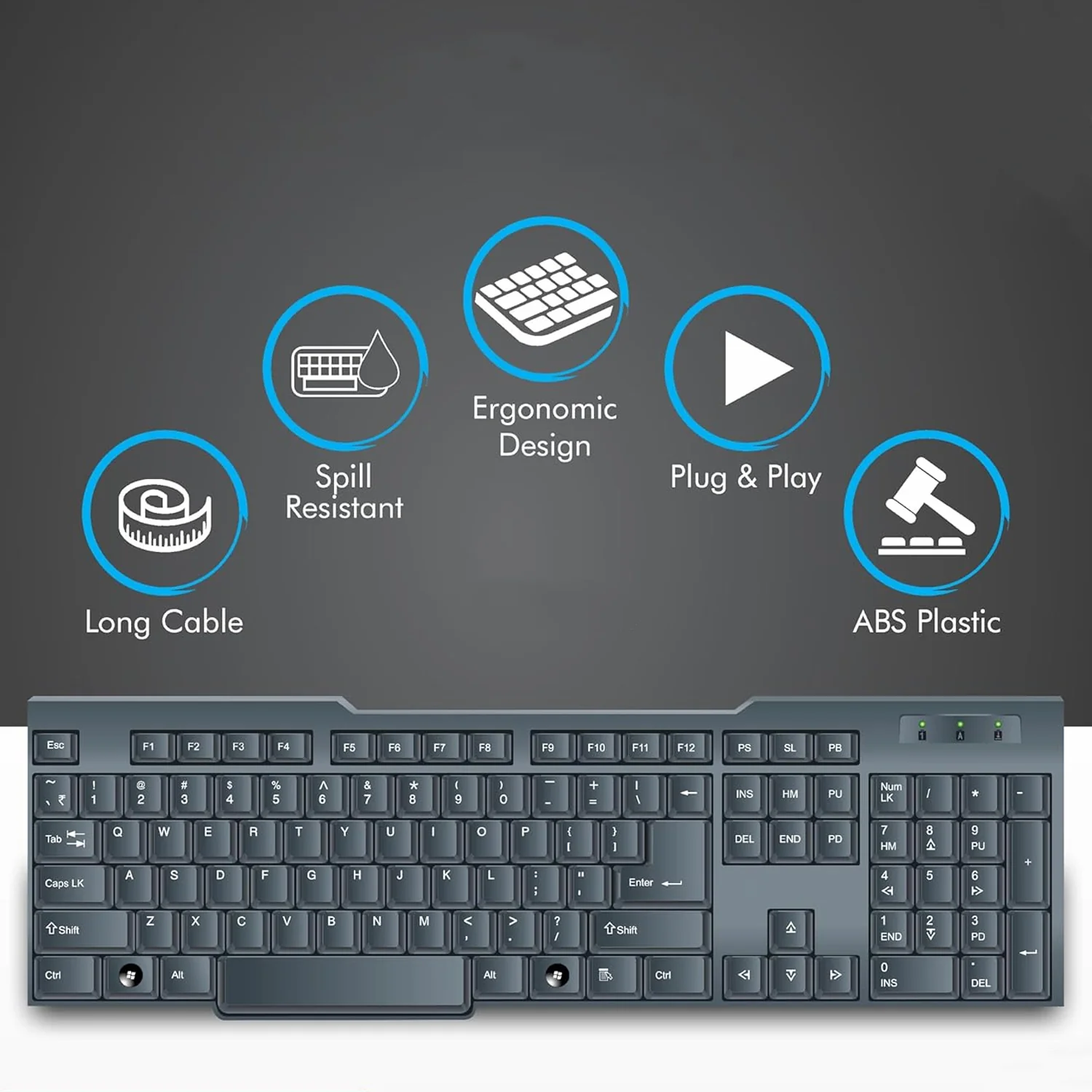 Wired USB Keyboard 104 Keys (1 Pc) - Image 4