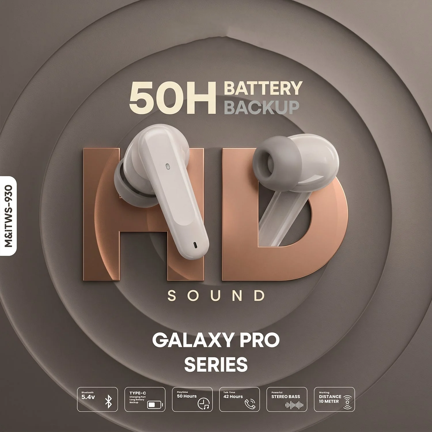 Galaxy Pro Series Wireless Bluetooth Earbuds (1 Pc, Mix Color) - Image 3