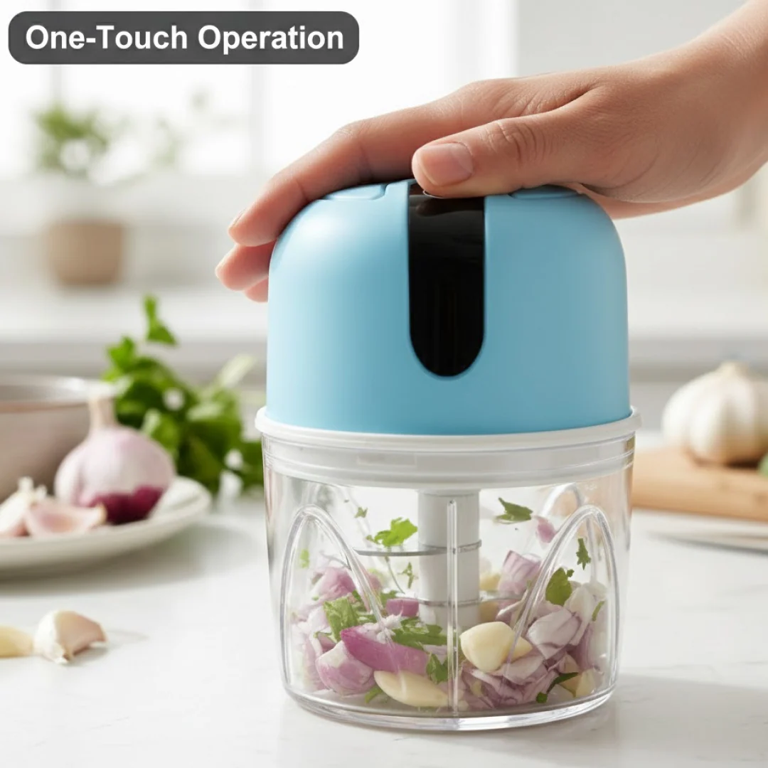 Wireless USB Rechargeable Mini Electric Garlic Machine / Chopper 3 Blades (300Ml) - Image 7