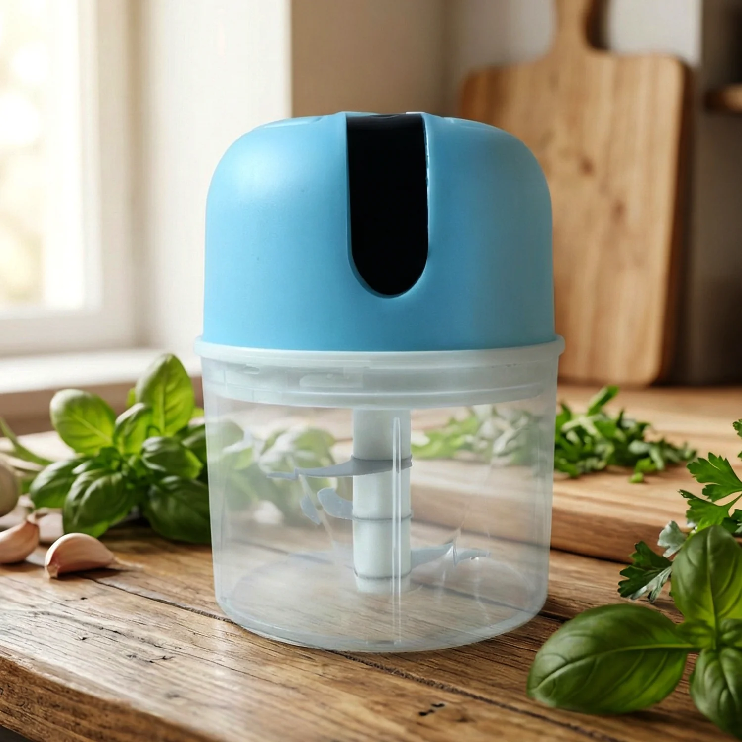 Wireless USB Rechargeable Mini Electric Garlic Machine / Chopper 3 Blades (300Ml) - Image 9