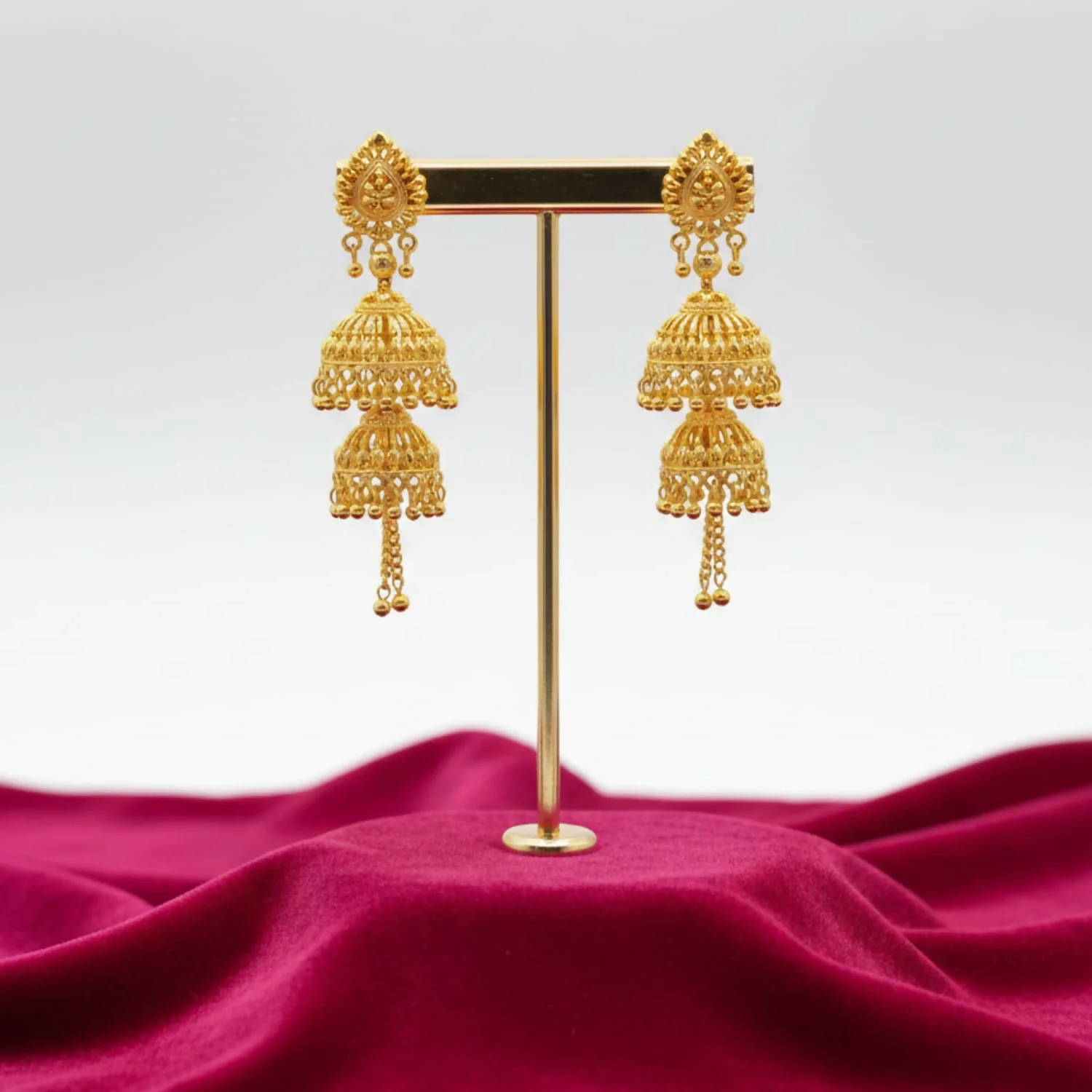 Women & Girl Traditional Jewellery Stylish Fancy Jhumki/Jhumka Earrings (Golden) - Image 3