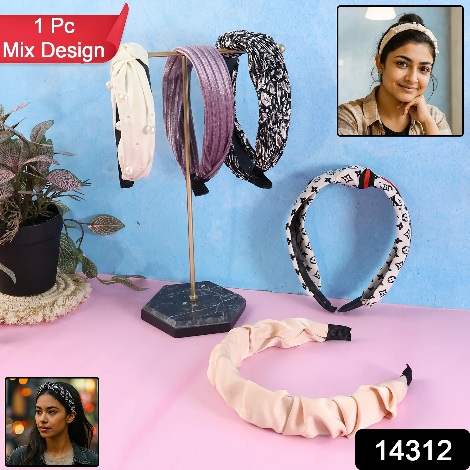 Women’s Ribbed Texture Knot Design Hairband (1 Pc / Mix Design) - Image 2