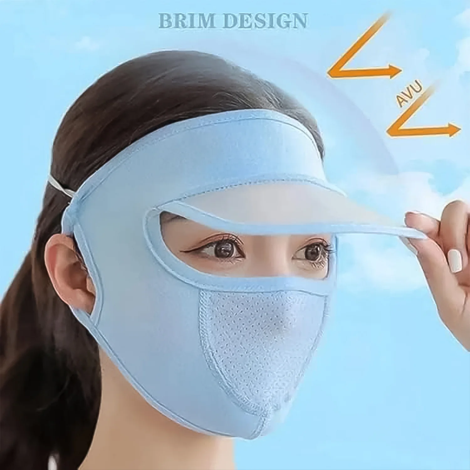 Women’s Full Face UV Protection Cap with Built-in Mask & Wide Brim Visor (1 Pc) - Image 3