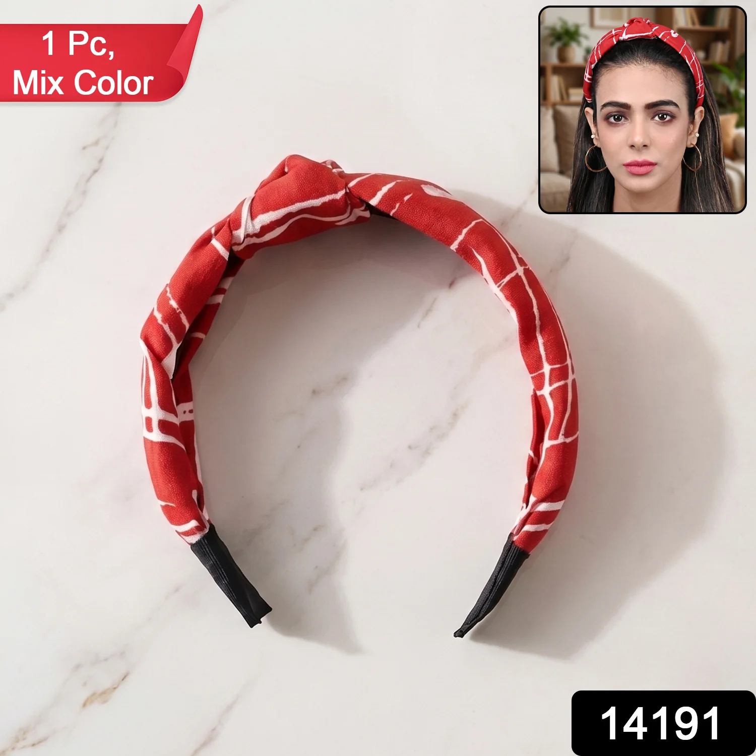Stylish Printed Knot Design Hairband (1 Pc / Mix Color) - Image 2