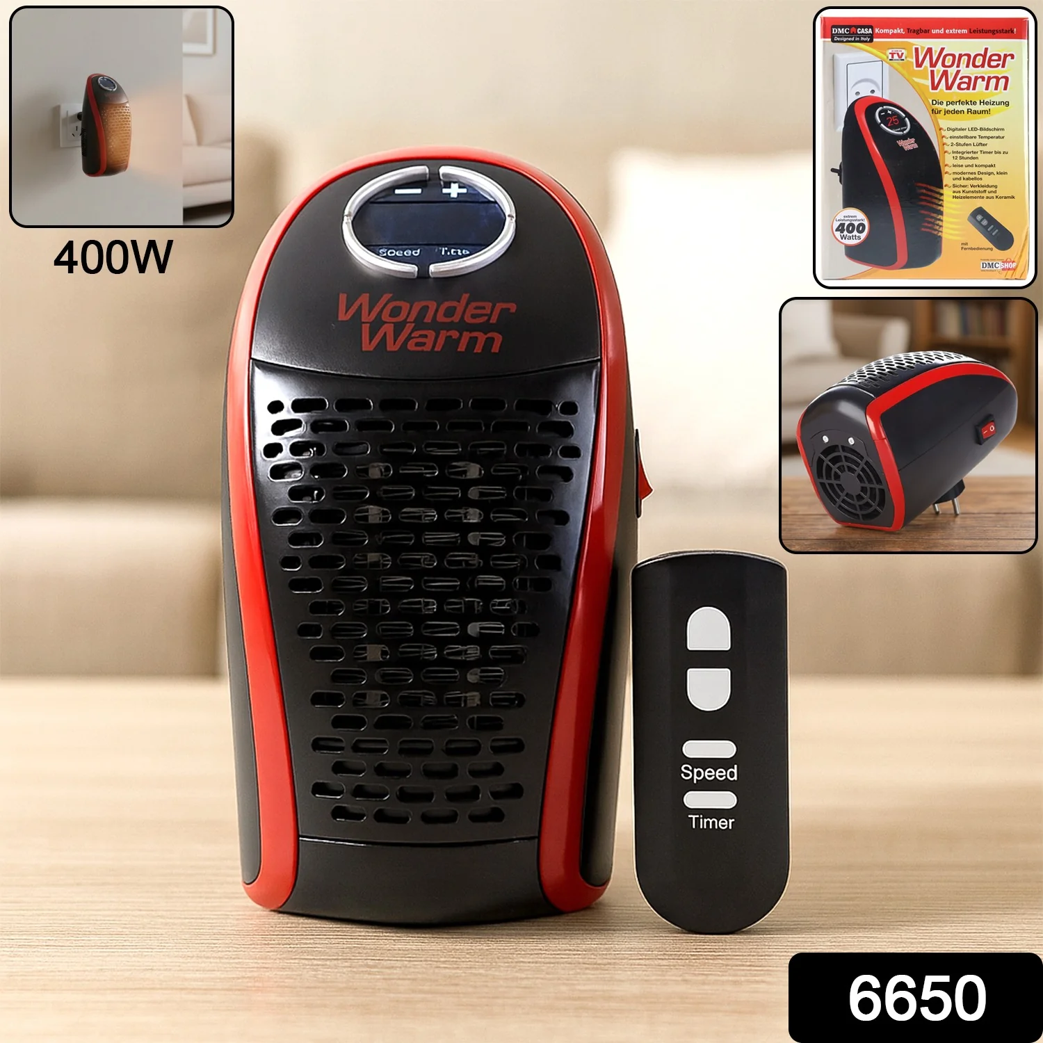 Wonder Warm 400W Wall Plug Room Heater with Remote Control (1 Pc) - Image 2