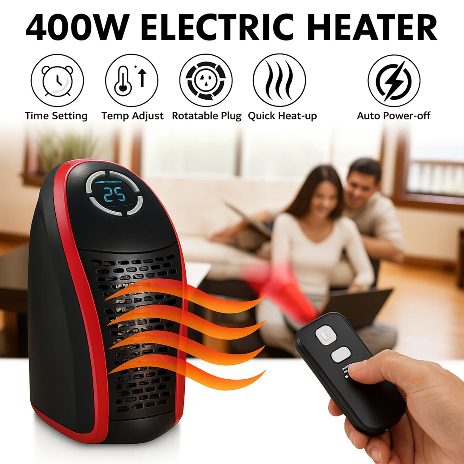 Wonder Warm 400W Wall Plug Room Heater with Remote Control (1 Pc) - Image 9