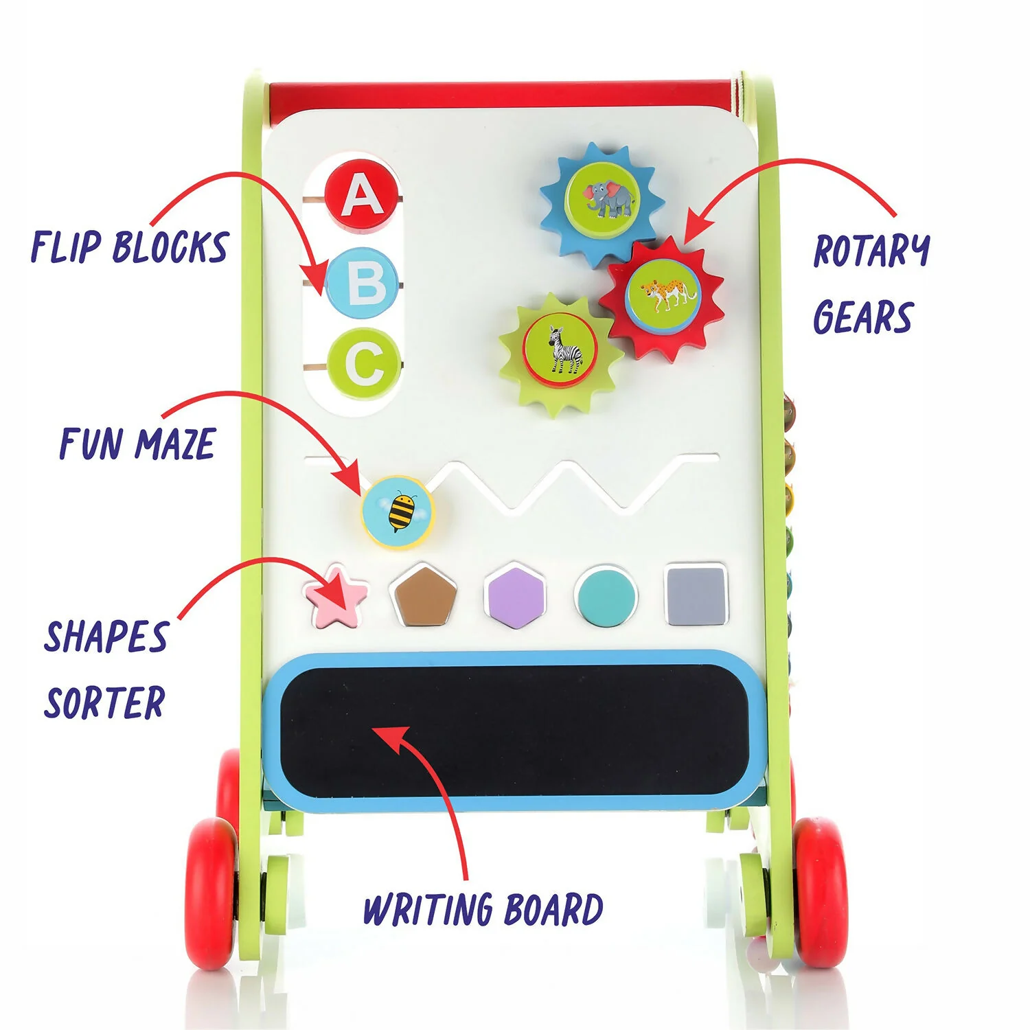 Aditi Wooden Baby Walker for Kids, Baby Walker with 6 Activities/Games - Image 3