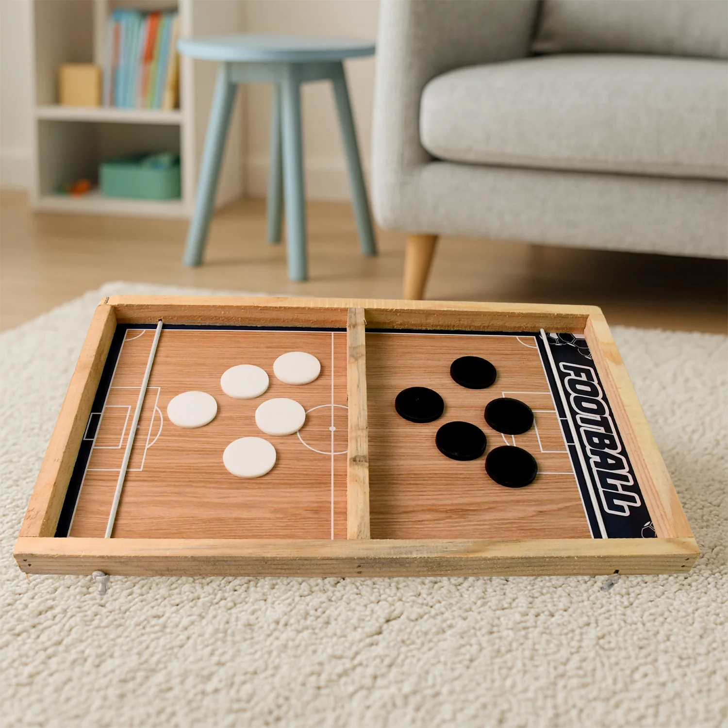 Wooden Board Game Set – Ludo, Snakes & Ladders, and Desktop Football (3-in-1) - Image 7