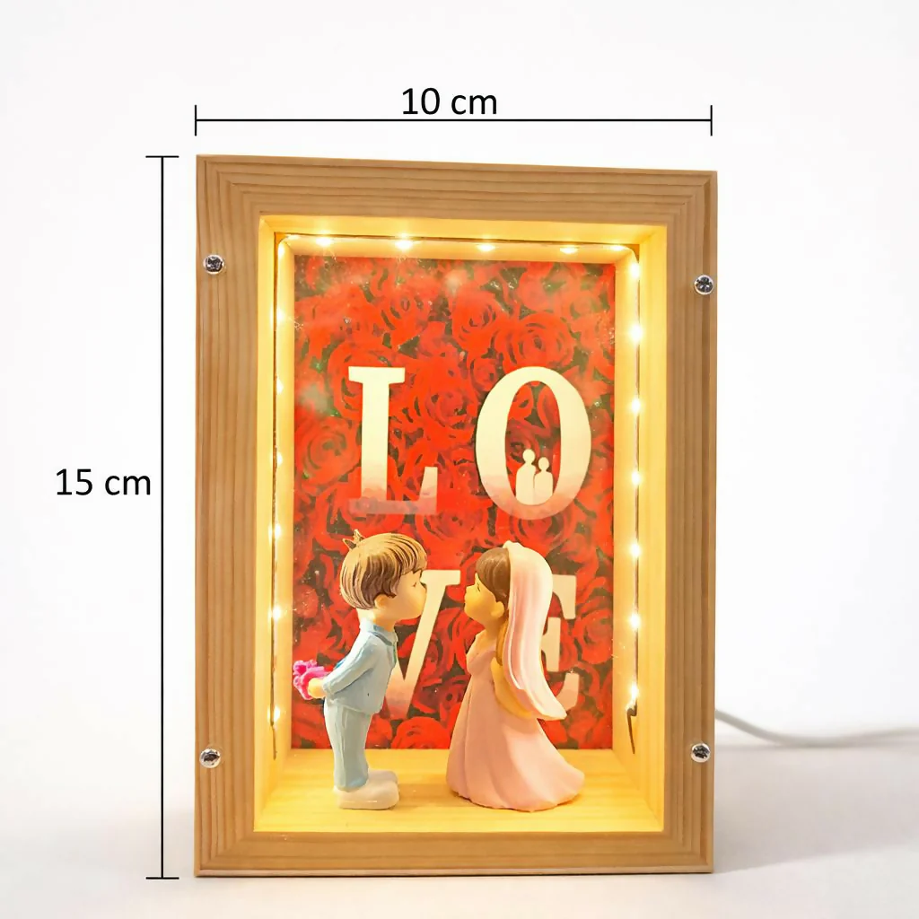 Wooden Couple Shadow Box Lamp for Bedroom, Table & Gift Decor - Image 5