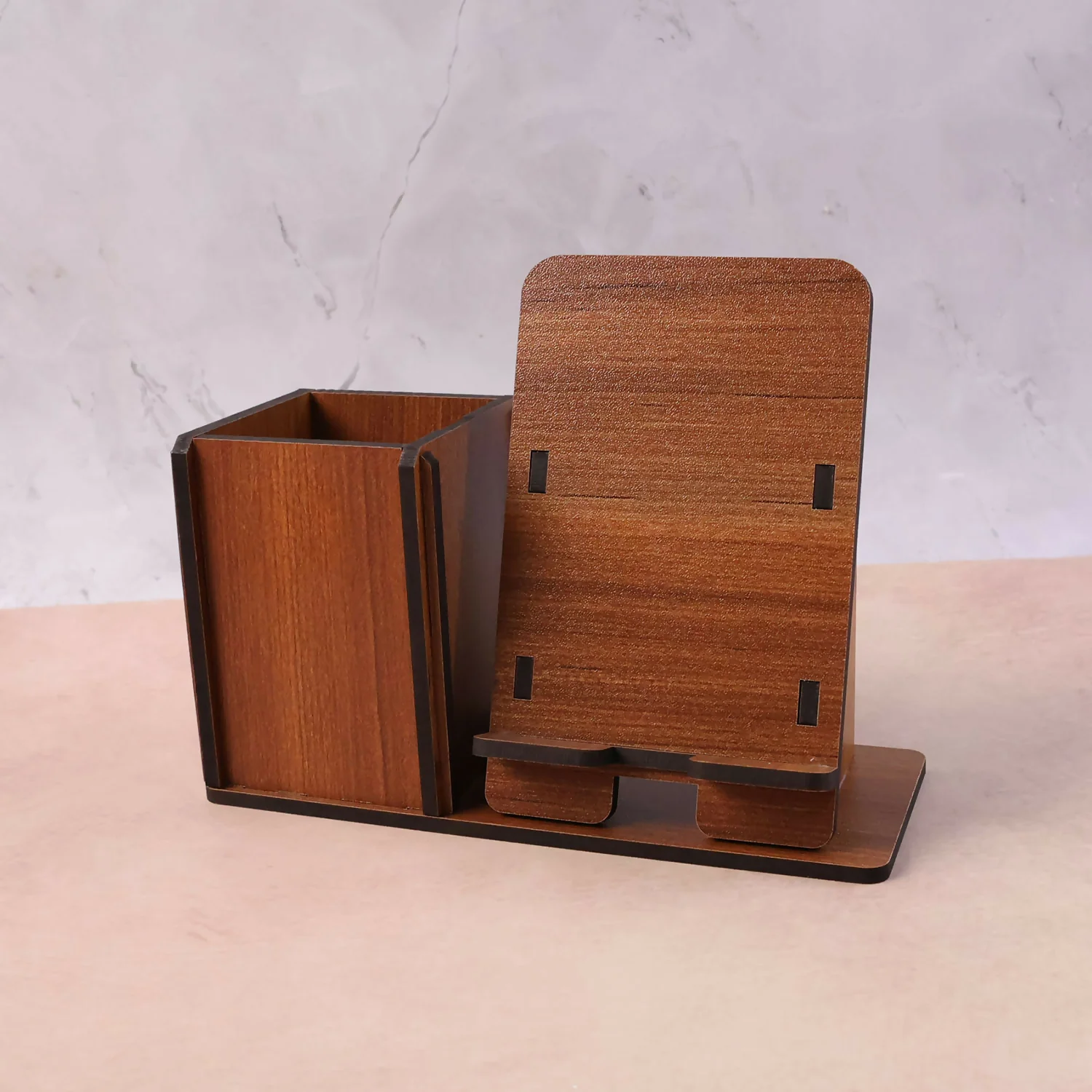 Wooden Desk Organizer with Phone & Tablet Stand - Image 3
