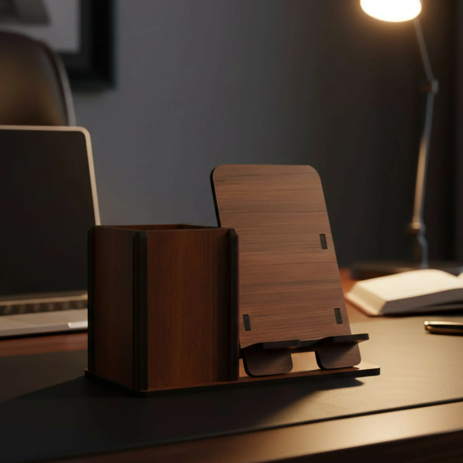 Wooden Desk Organizer with Phone & Tablet Stand - Image 4