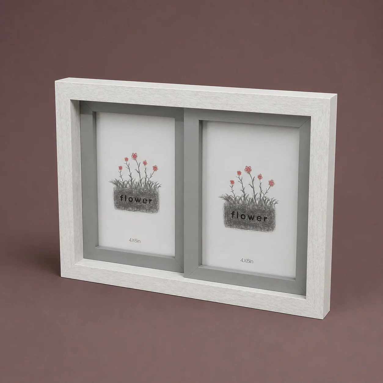 Wooden Double Photo Frame 4x6 Horizontal Tabletop Display Frame - Image 2