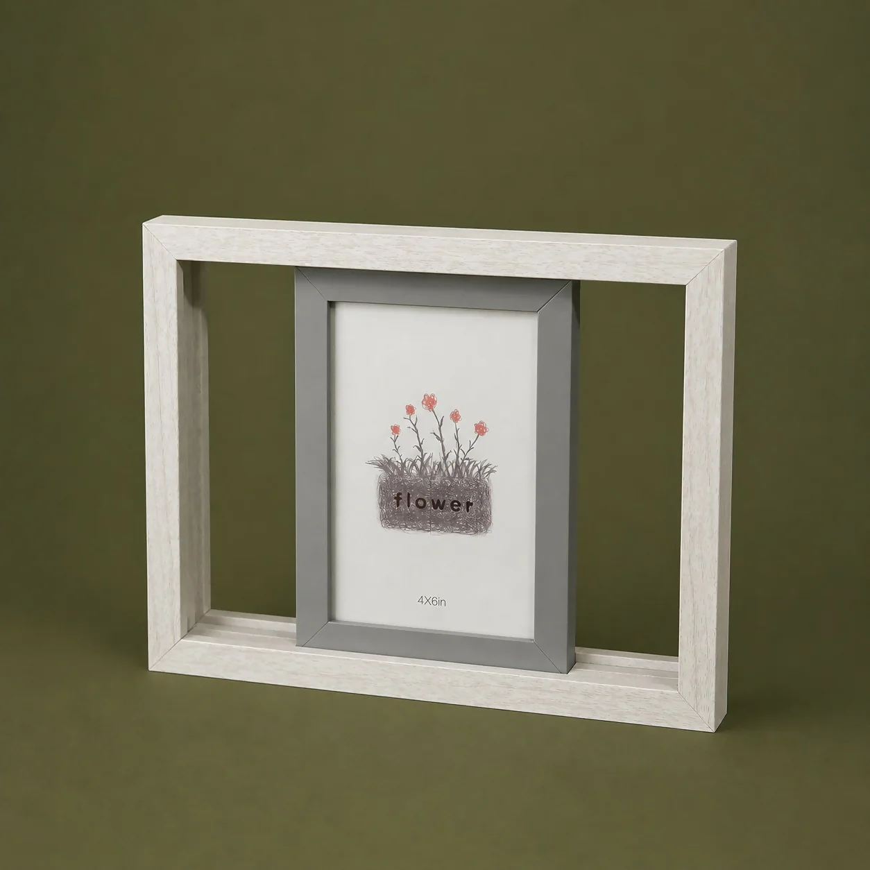 Wooden Double Photo Frame 4x6 Horizontal Tabletop Display Frame - Image 4