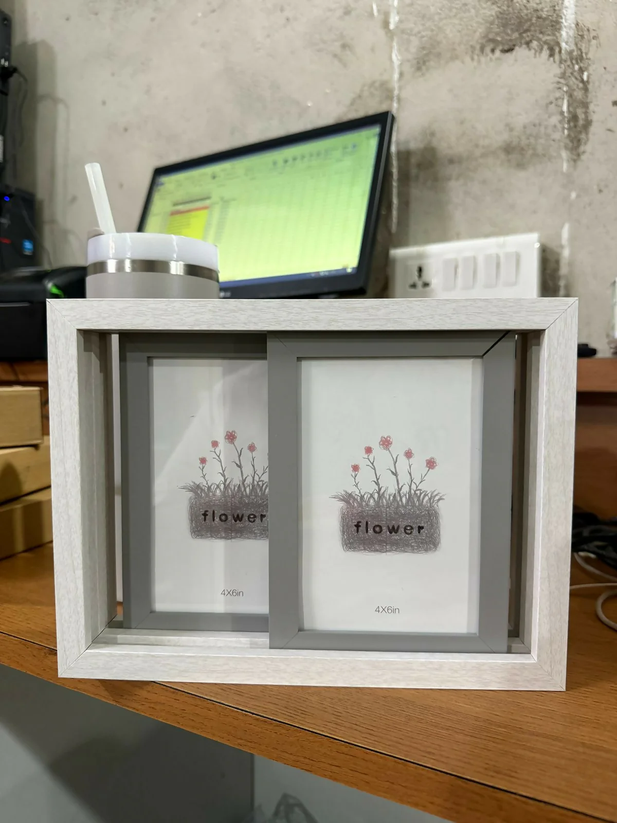 Wooden Double Photo Frame 4x6 Horizontal Tabletop Display Frame - Image 6