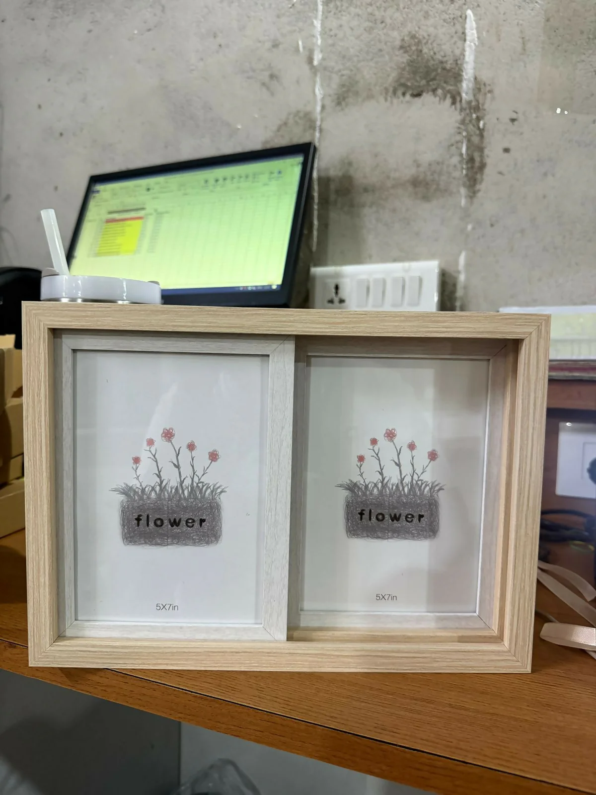 Wooden Double Photo Frame 5x7 Sliding Horizontal Display Frame - Image 6