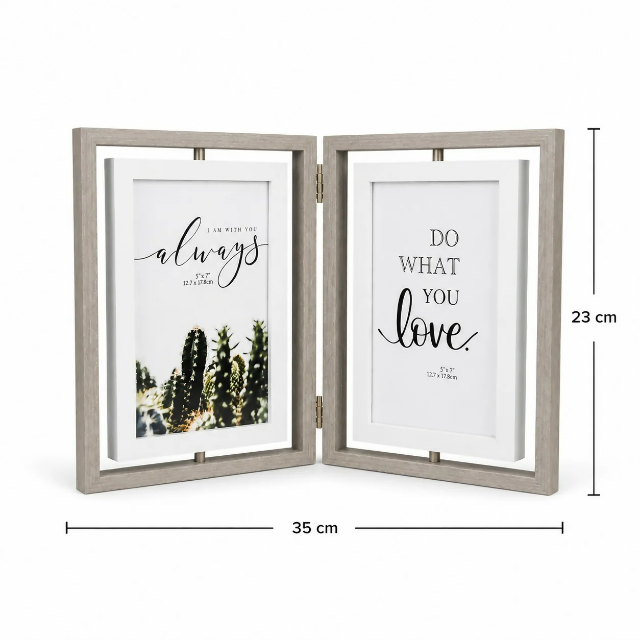 Wooden Double Photo Frame Foldable Tabletop 5x7 Picture Display - Image 6