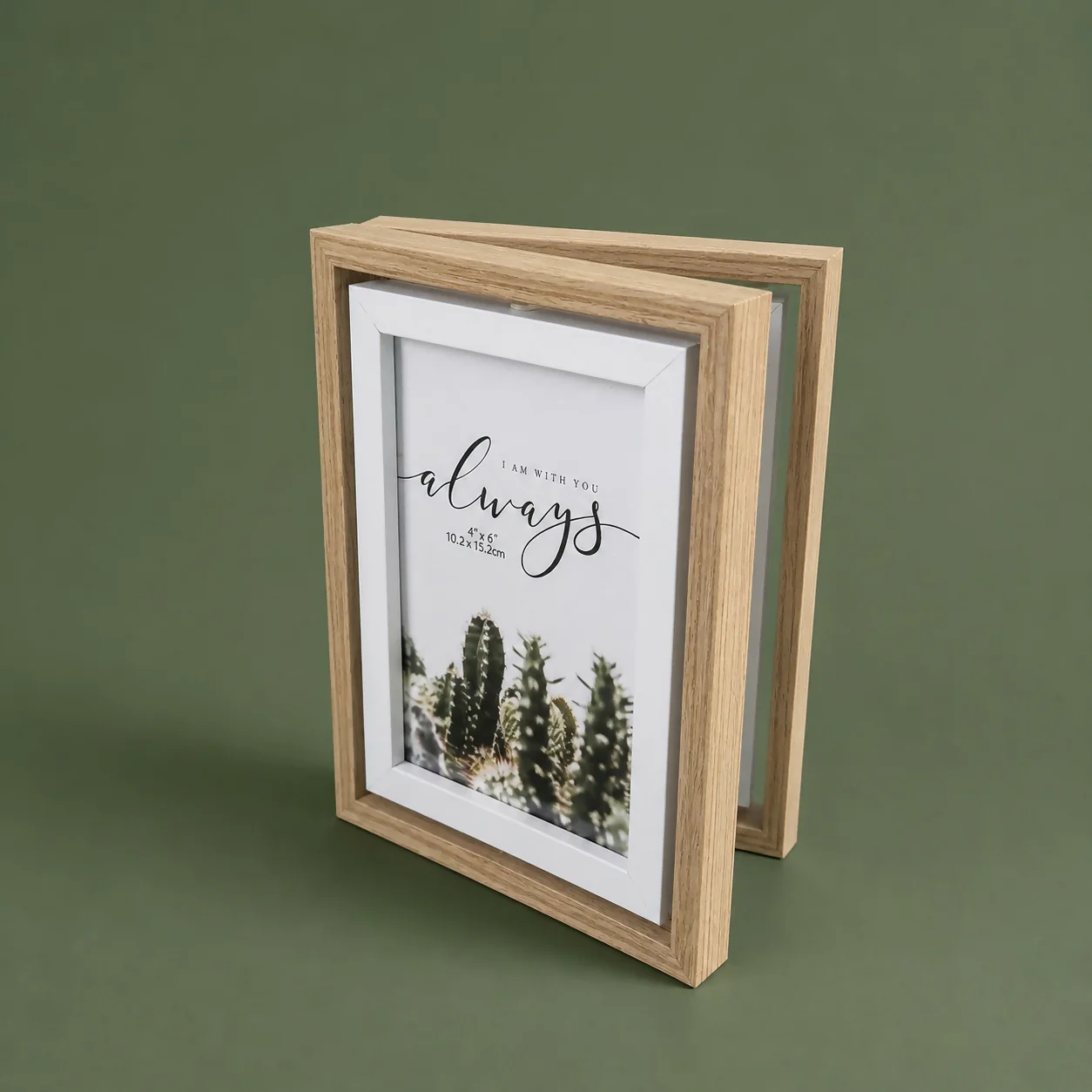 Wooden Double Photo Frame Folding Tabletop 4x6 Display Frame - Image 4