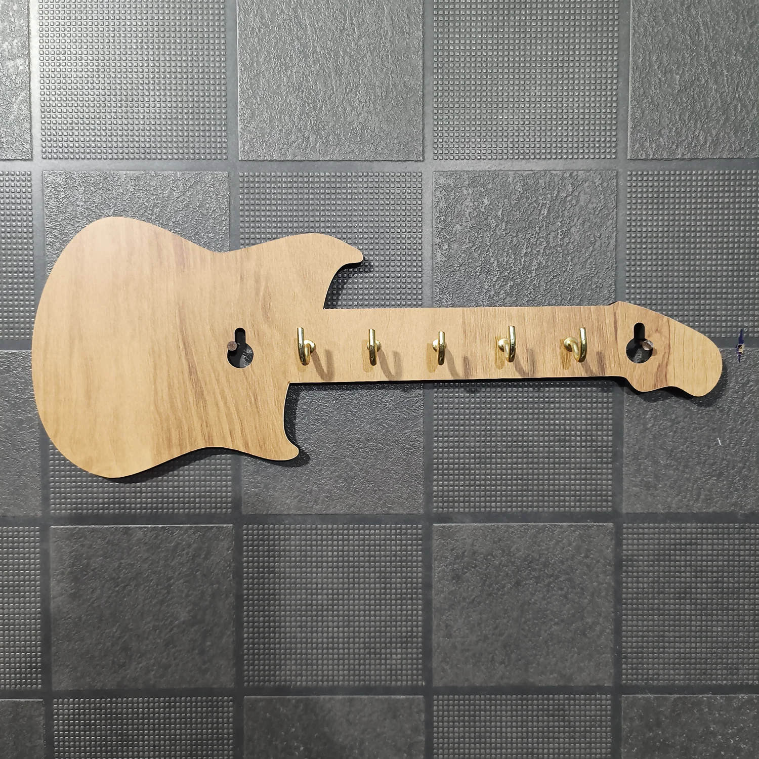 Wooden Guitar Shape Key Holder for Wall | Decorative Wooden Key Rack for Home, Office, Studio Entrance Décor - Image 5
