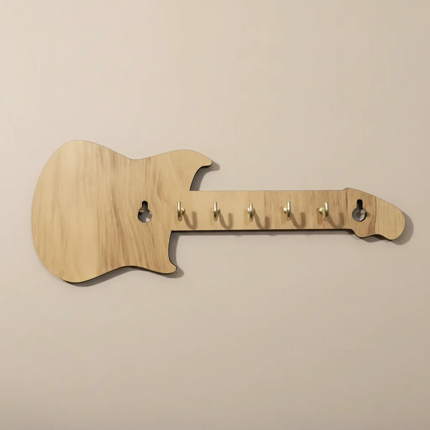 Wooden Guitar Shape Key Holder for Wall | Decorative Wooden Key Rack for Home, Office, Studio Entrance Décor - Image 7