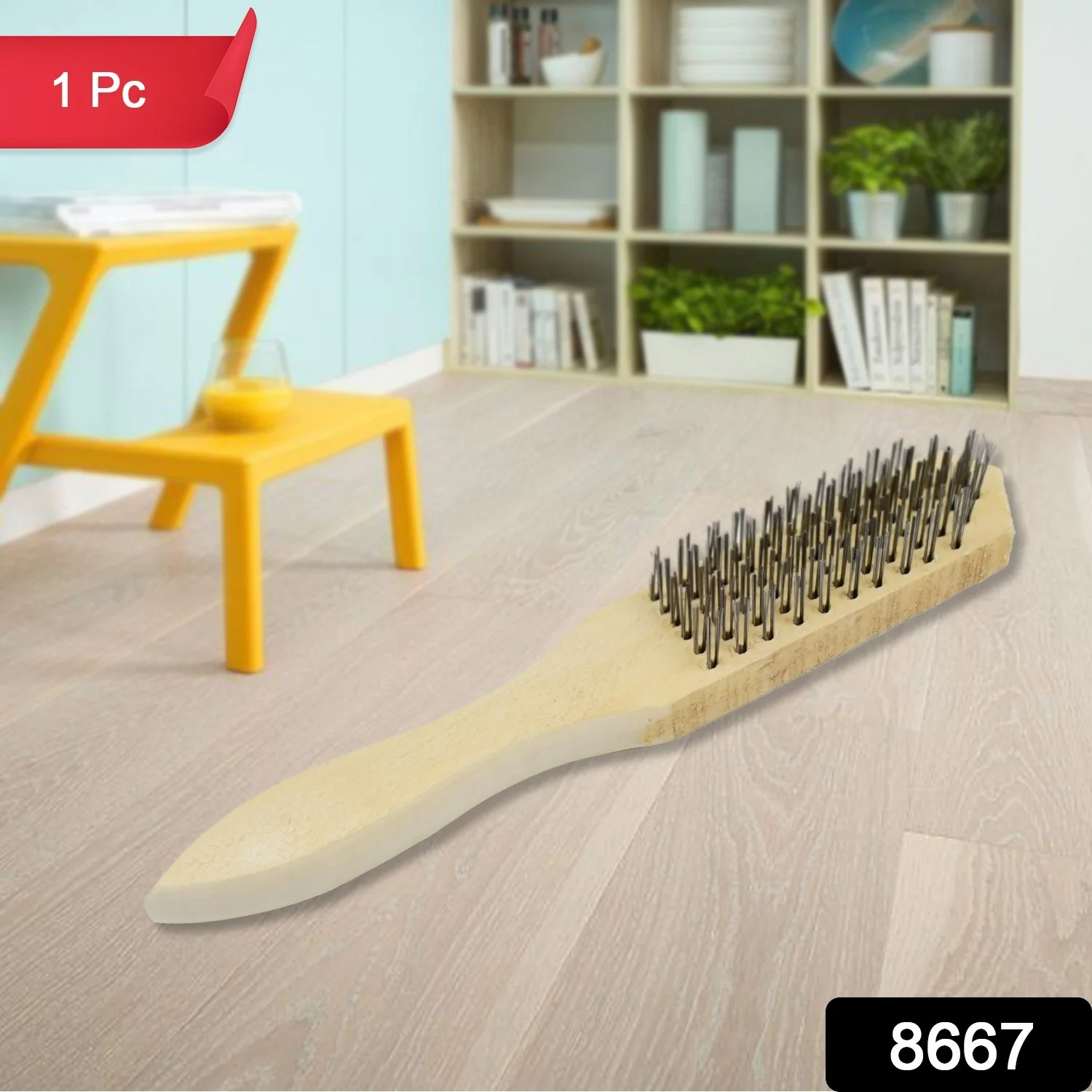 Wooden Handle Steel Wire Brush (1 Pc) - Image 2