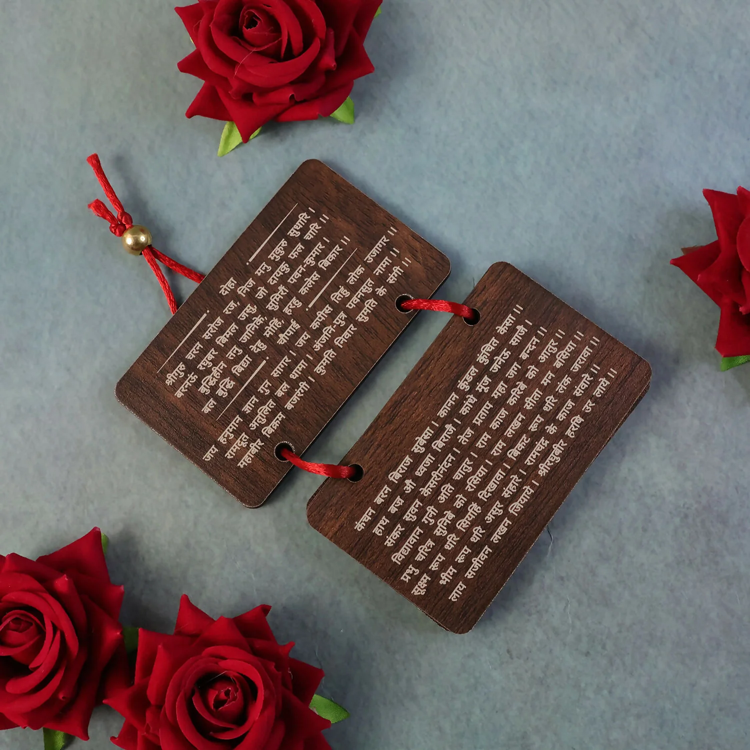 Wooden Hanuman Chalisa Prayer Book, Engraved Hindu Devotional Scripture for Home Temple - Image 6