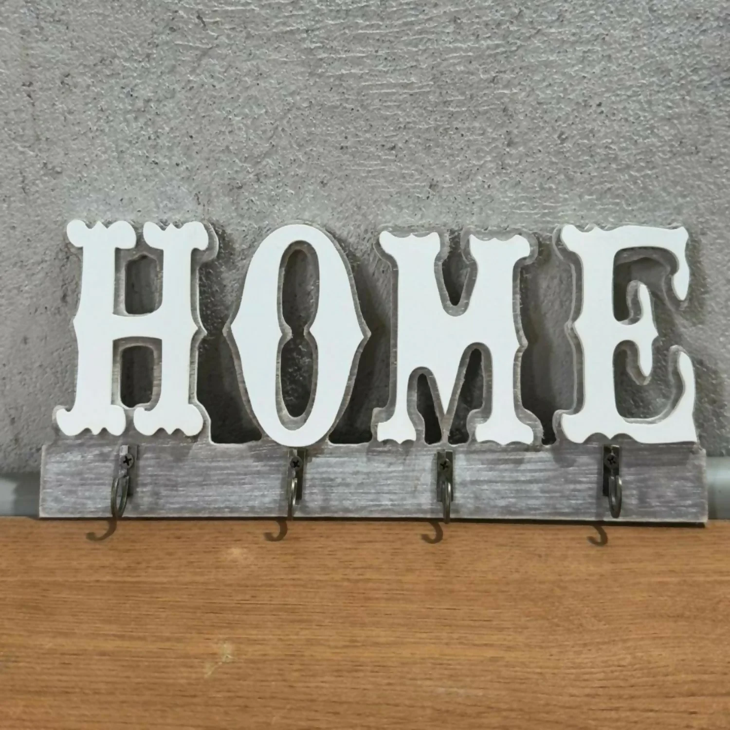 Wooden HOME Key Holder Wall Mount with Hooks for Keys Organizer - Image 5