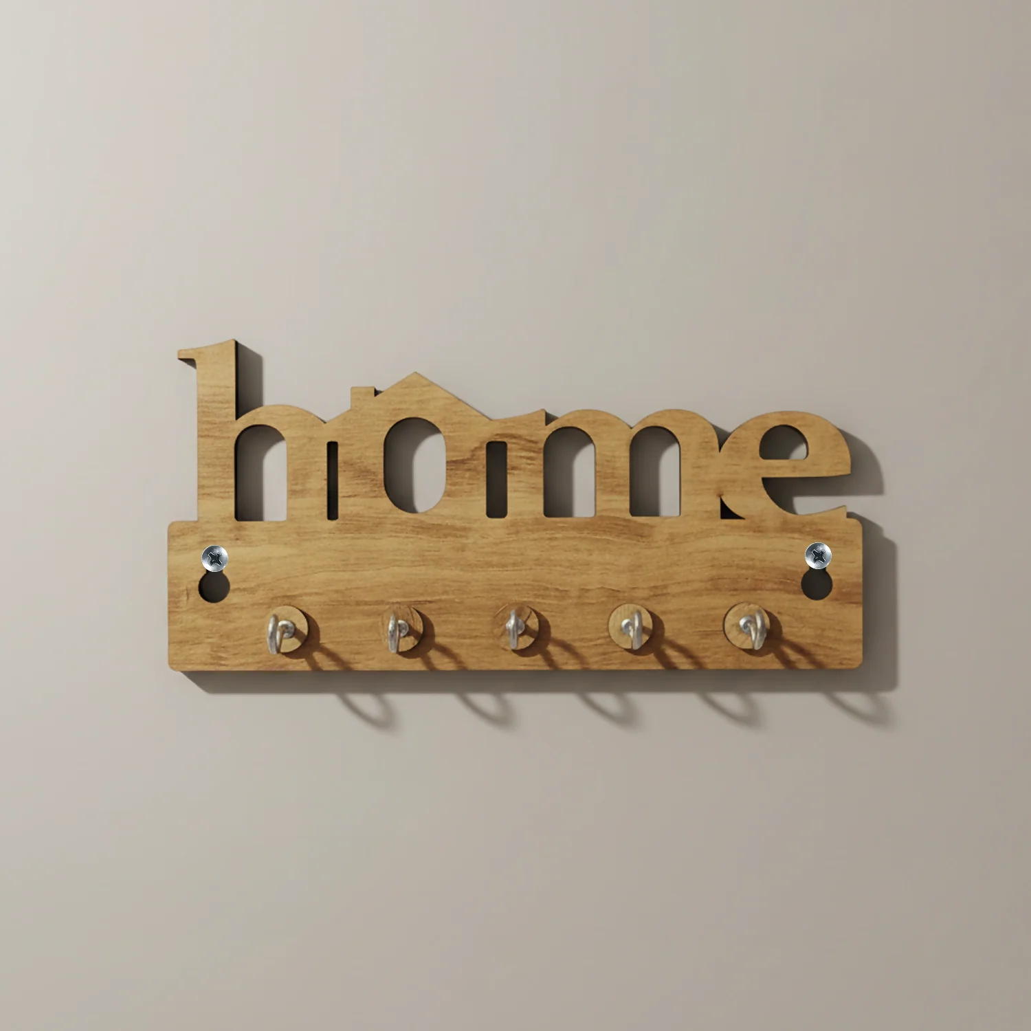 Wooden Key Holder for Wall “Home” – Handcrafted MDF Key Organizer | Decorative Wall Key Stand - Image 2