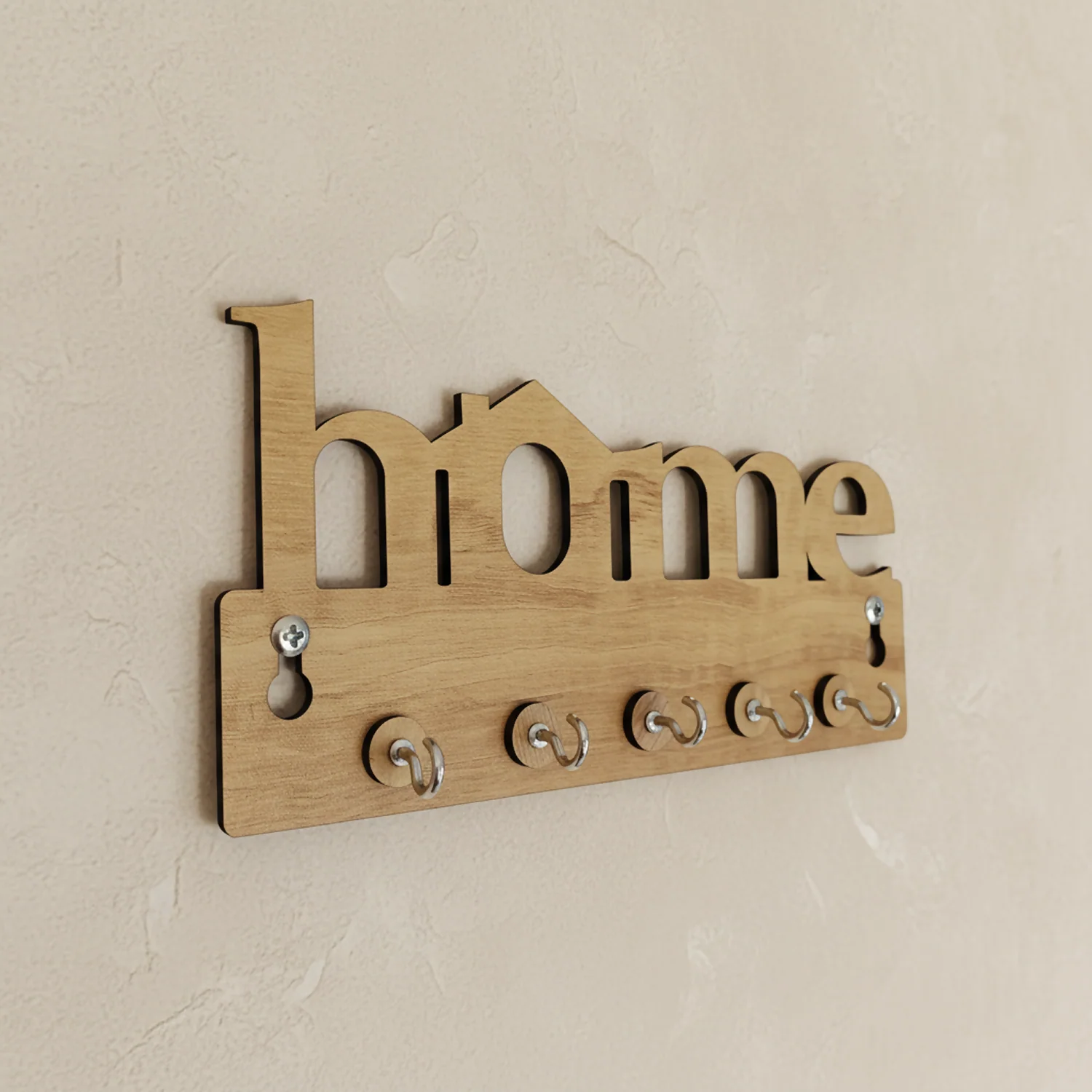 Wooden Key Holder for Wall “Home” – Handcrafted MDF Key Organizer | Decorative Wall Key Stand - Image 3