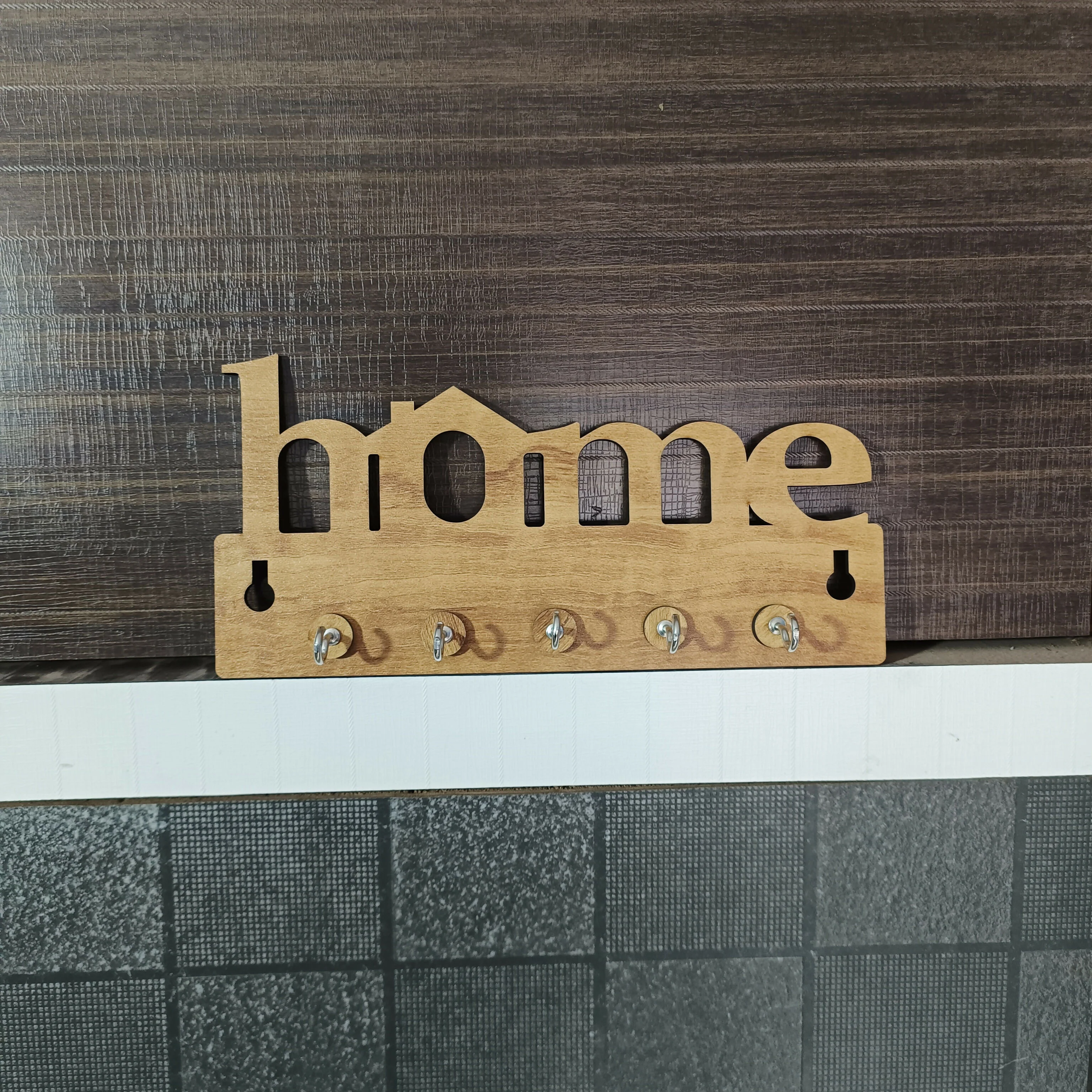 Wooden Key Holder for Wall “Home” – Handcrafted MDF Key Organizer | Decorative Wall Key Stand - Image 5
